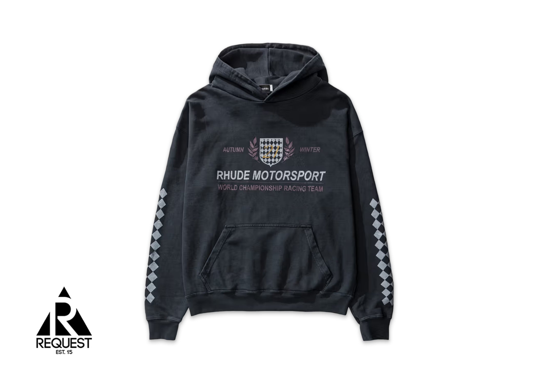 Rhude Logo Motorsport Hoodie "Washed Black"