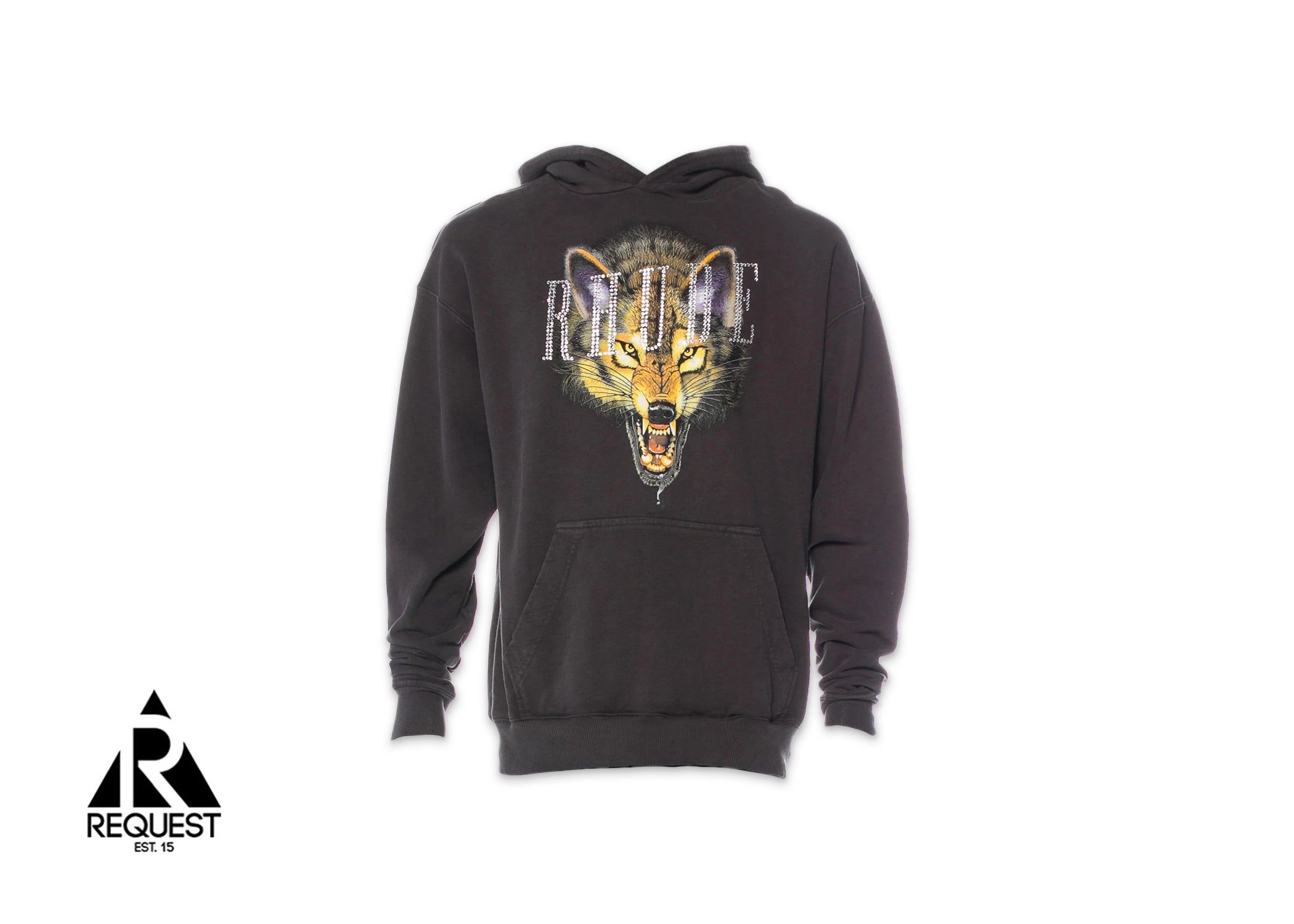 Rhude Rhinestone Wolf Head Hoodie "Grey"