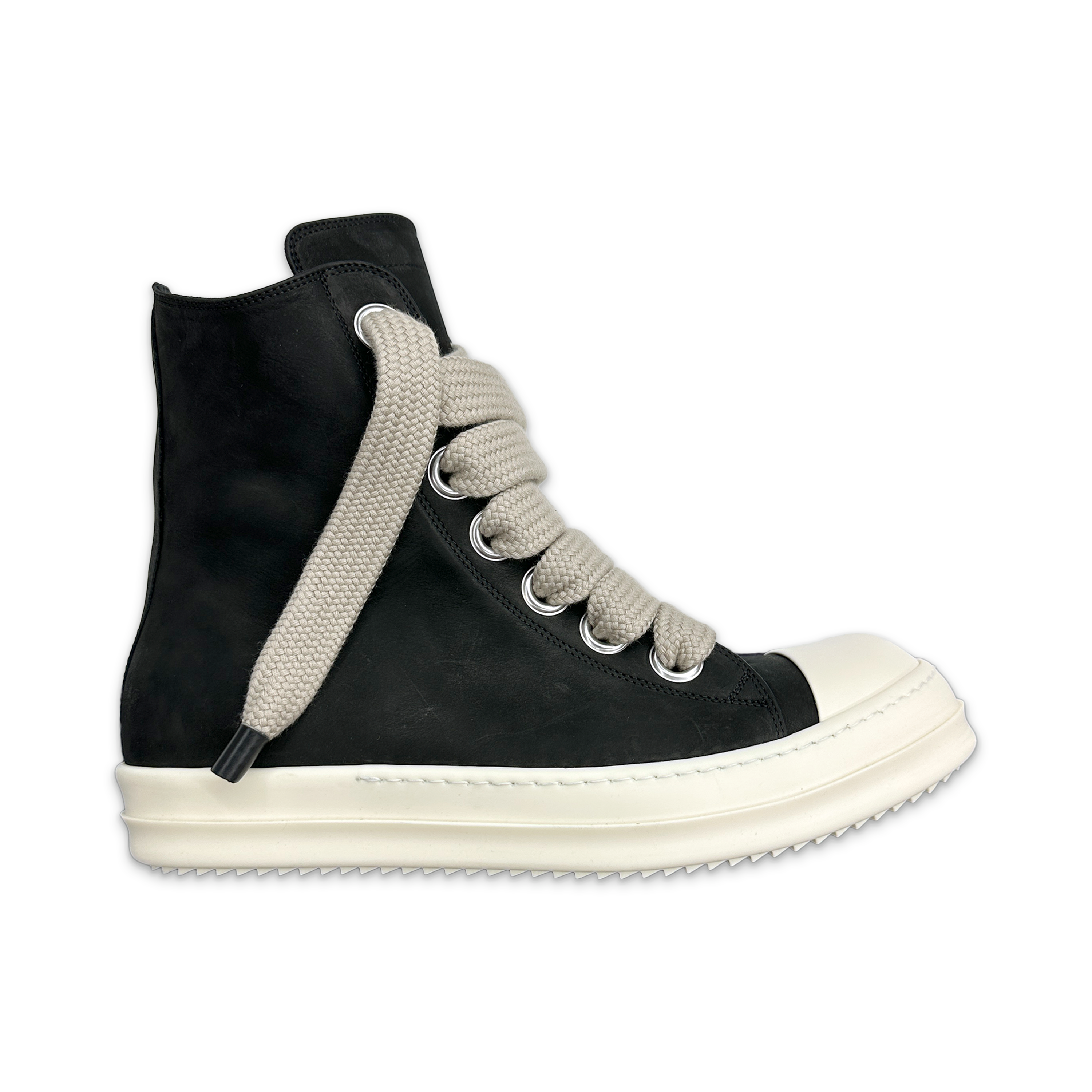 Rick Owens, Concordians Ramone Suede Jumbo Lace High  "Black Milk"