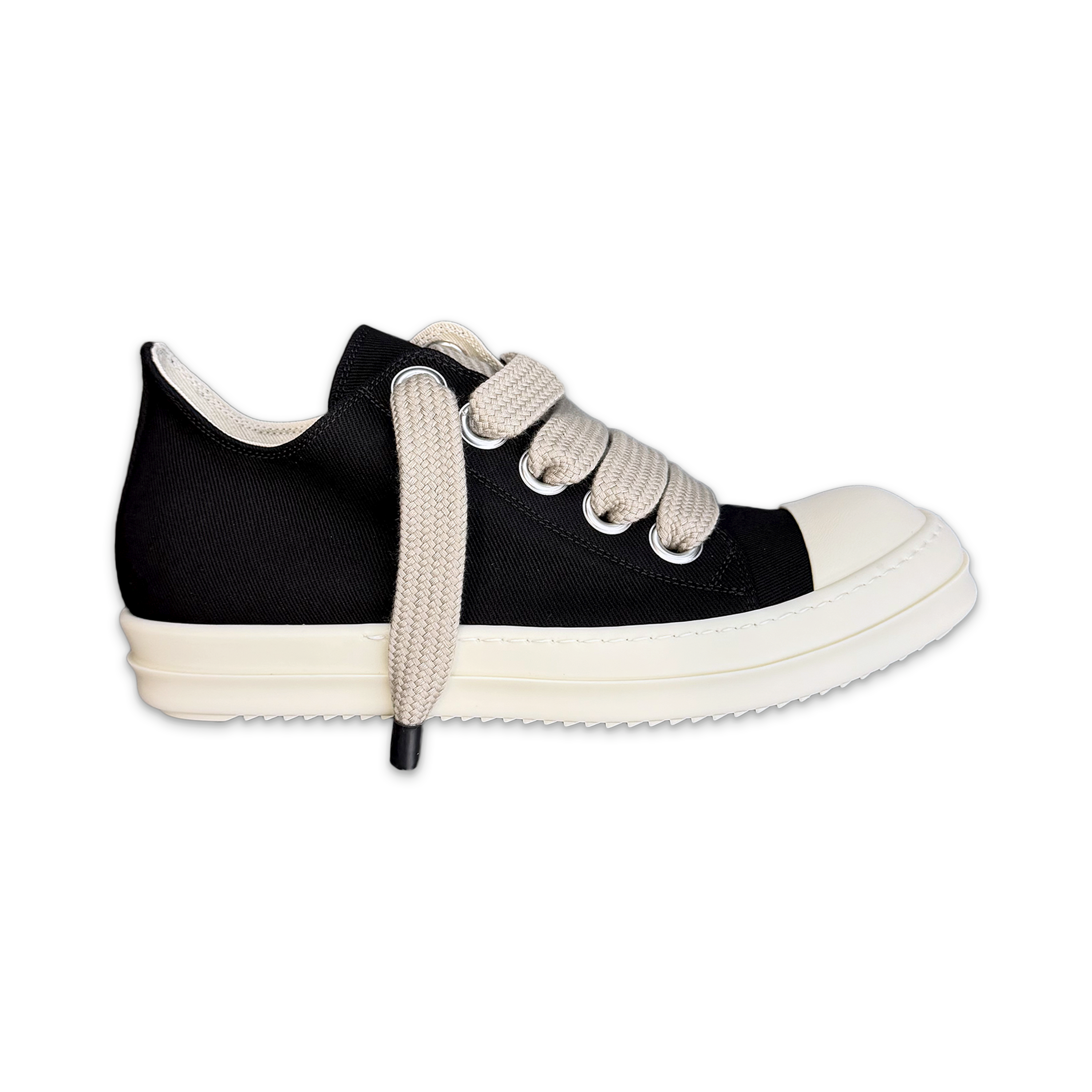 Rick Owens DRKSHDW, Temple Jumbo Lace Canvas Ramones Low "Black Milk"