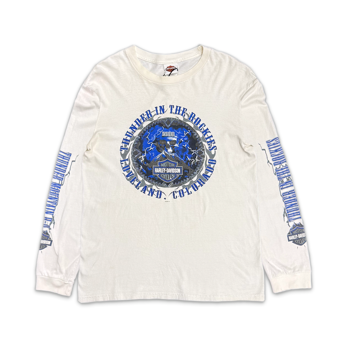 Harley Davidson Thunder In The Rockets L/S Tee "White/Blue"