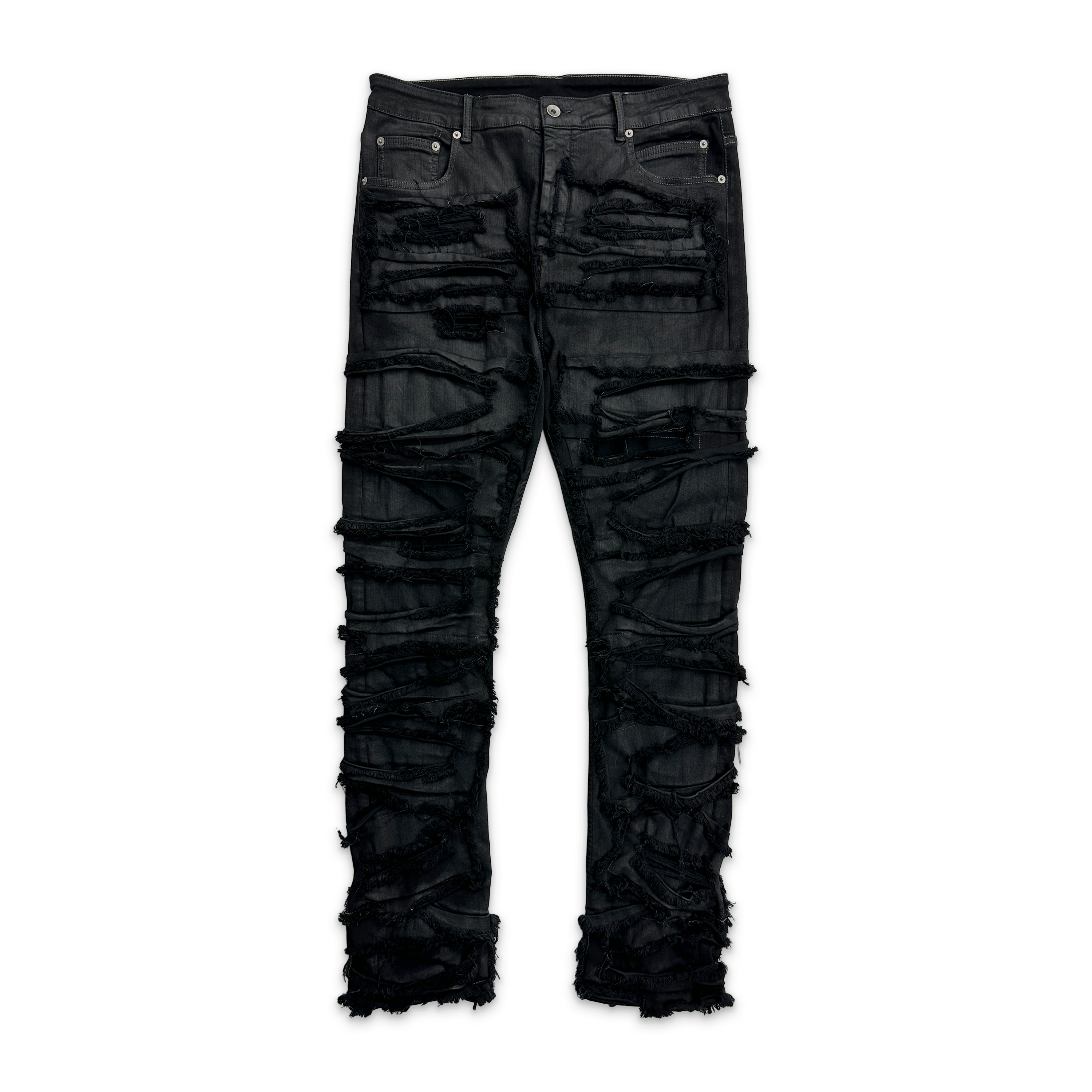 Detroit Cut Distressed Denim "Black Wax"