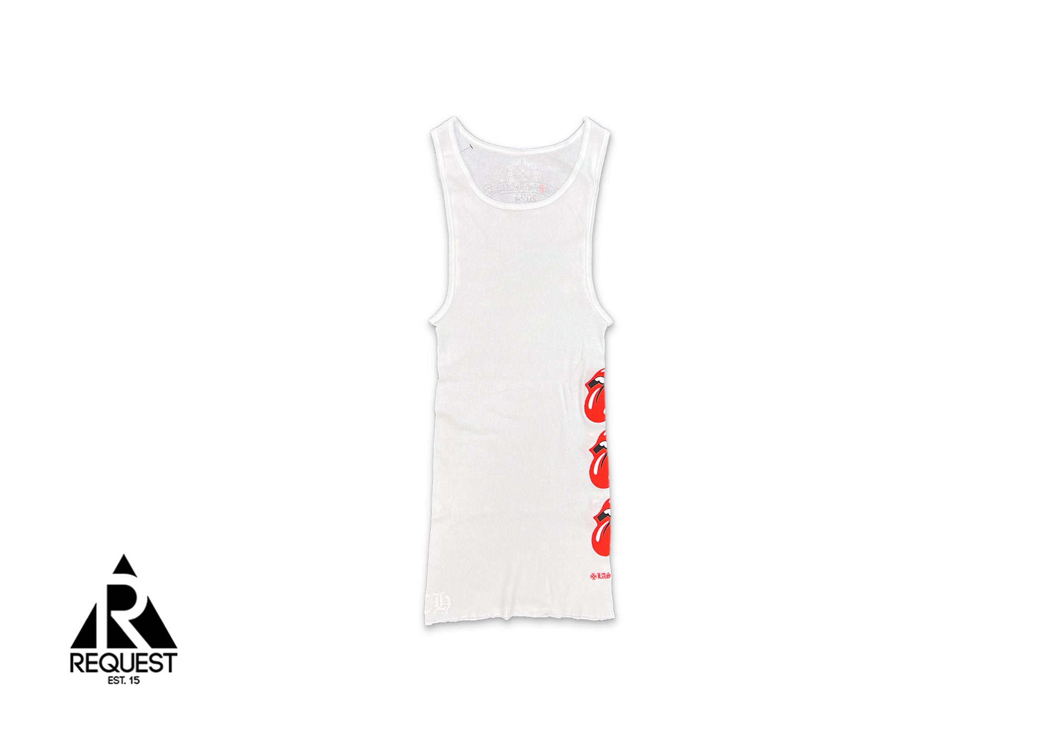 Rolling Stones Scroll Logo Tank Top White Red 