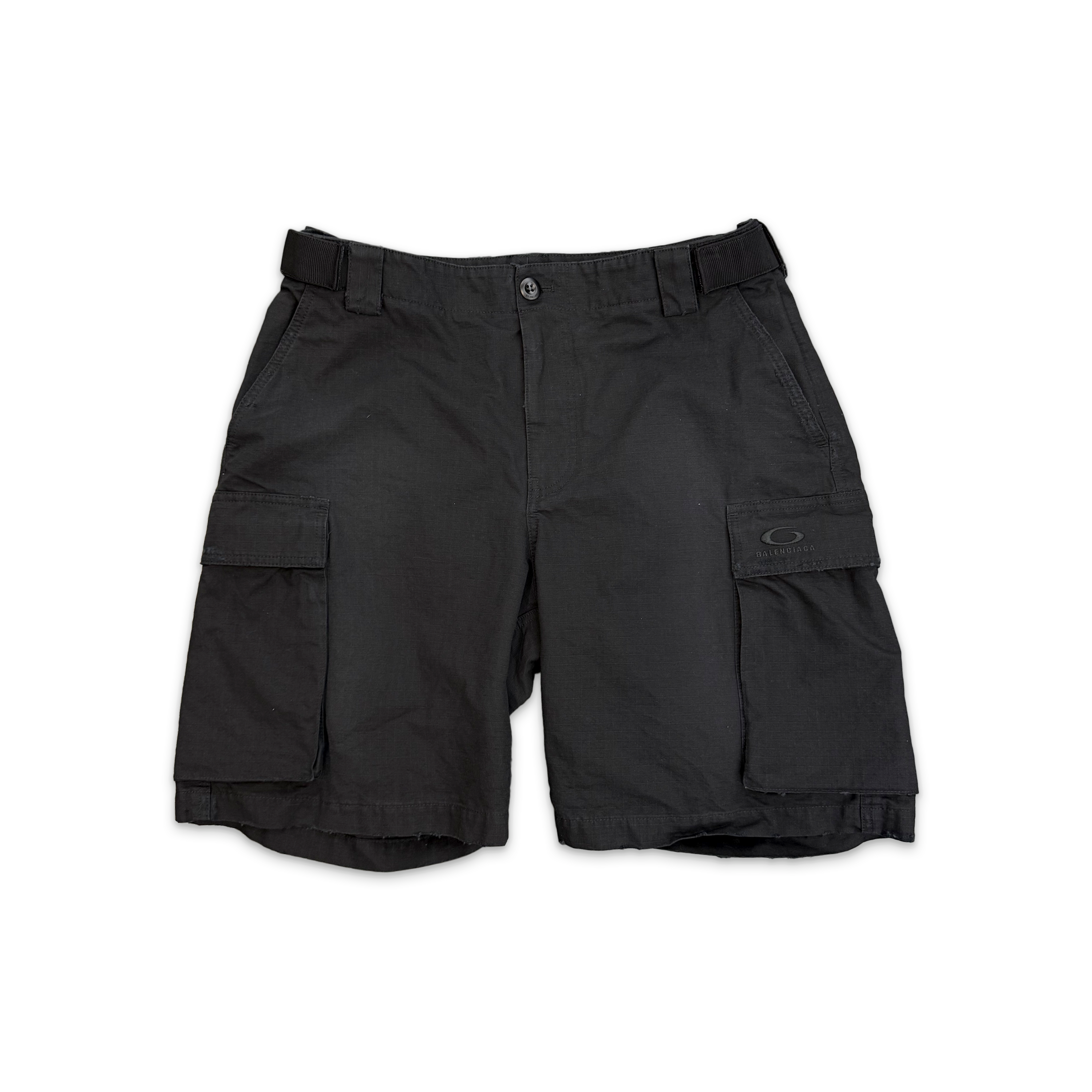 Ripstop Distressed Cargo Shorts "Black"