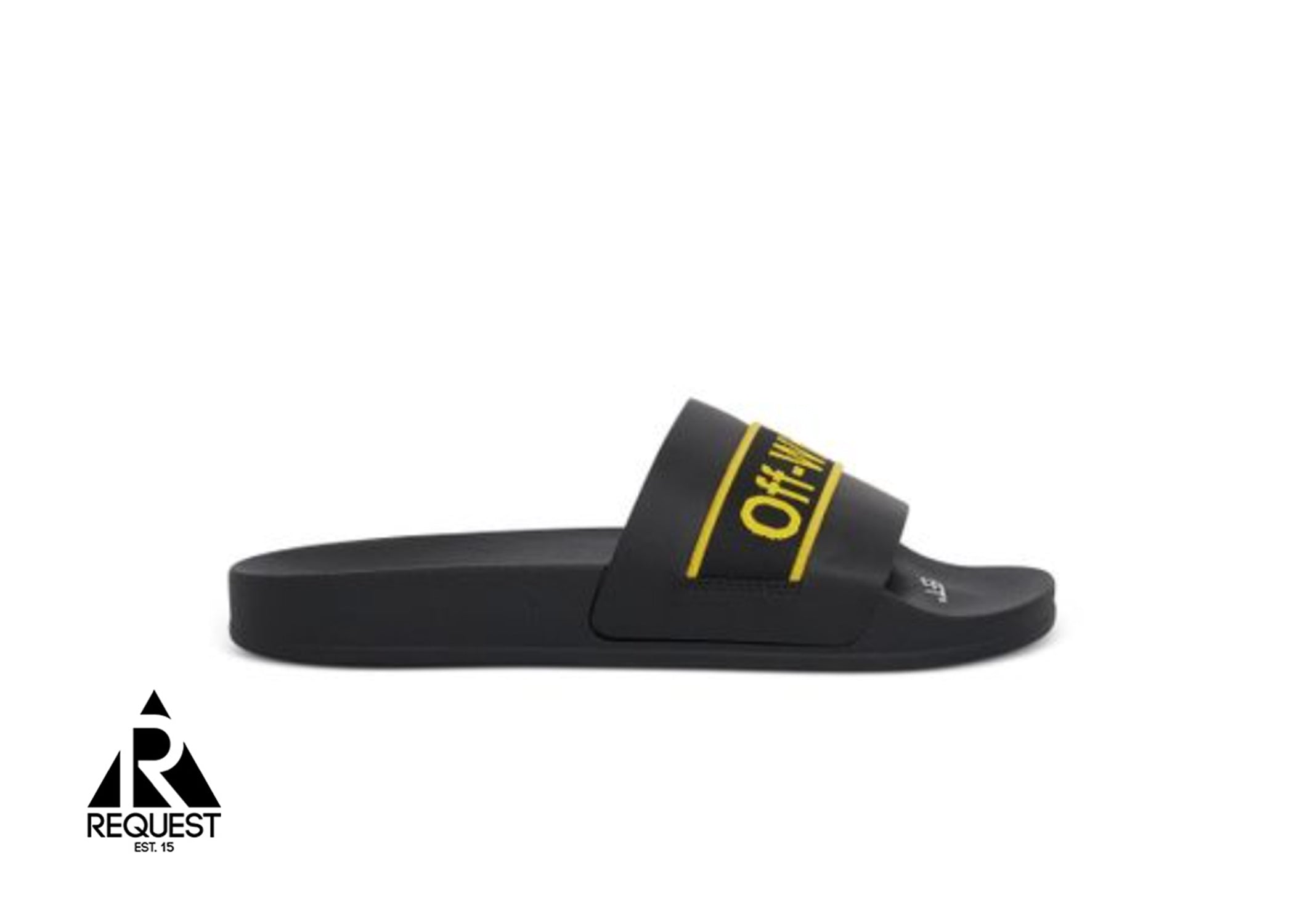 OFF-WHITE Leather Slides “Black and Yellow”