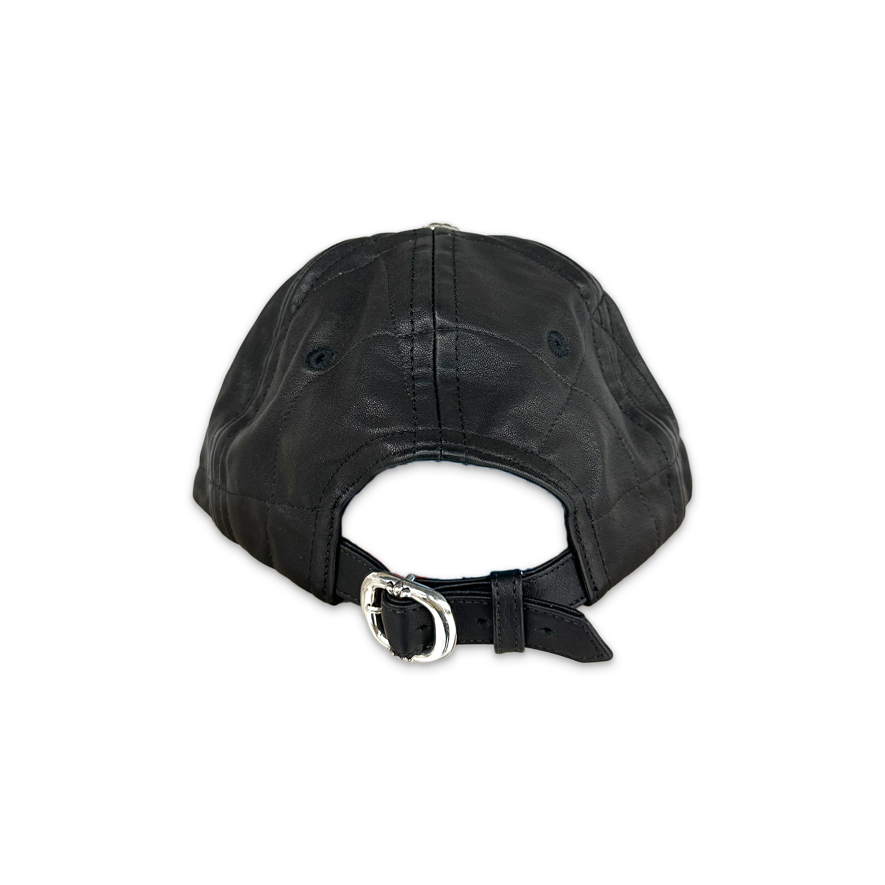 Web Stitched Lambskin Leather  Hat "Black"