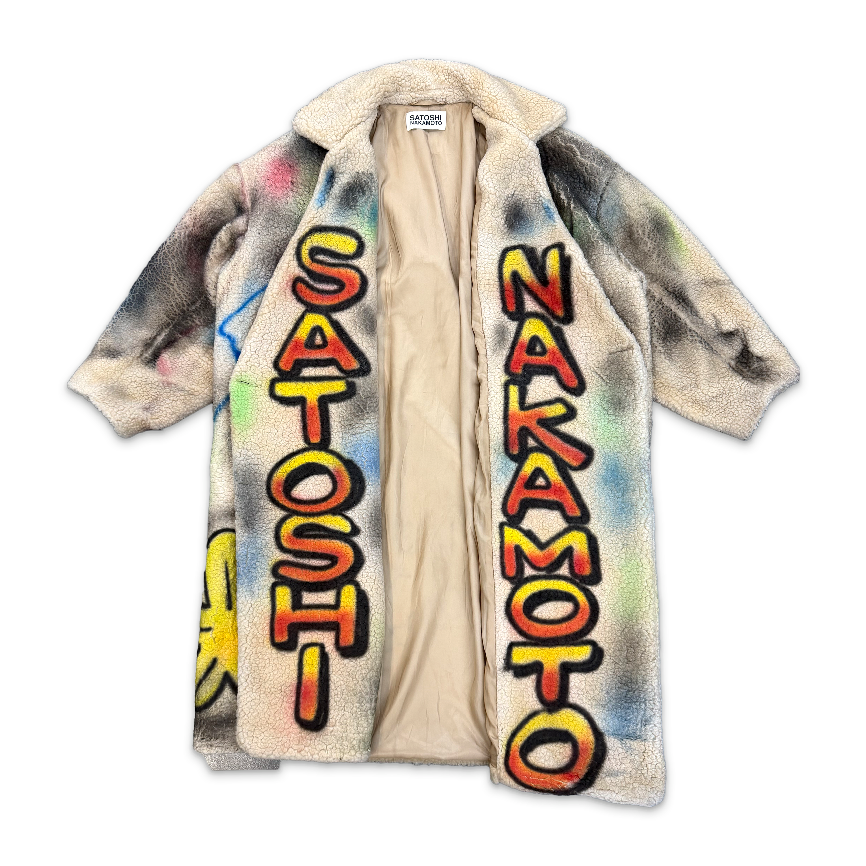 Airbrushed Sherpa Trench Coat "Multicolor"