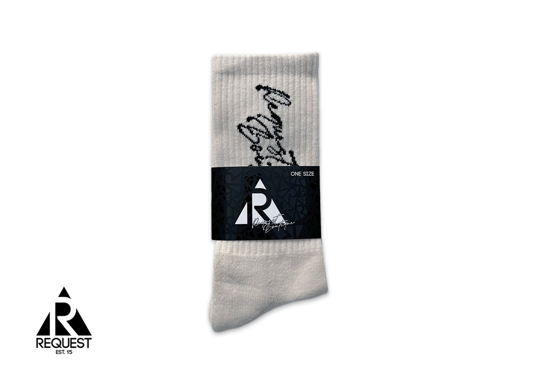 Request Vertical Script Socks "Sand"