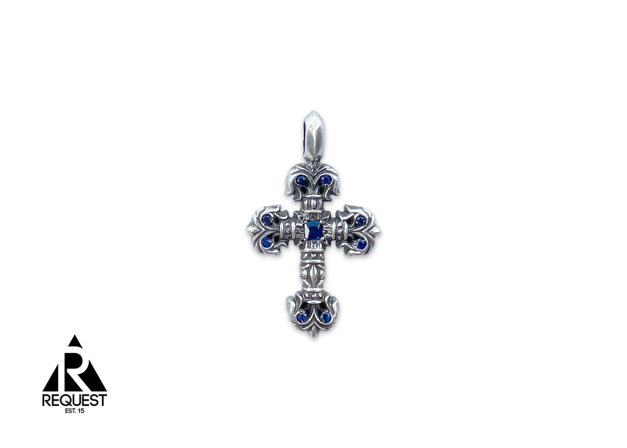 Filigree Cross Pendent "Sapphire & .925 SIilver"