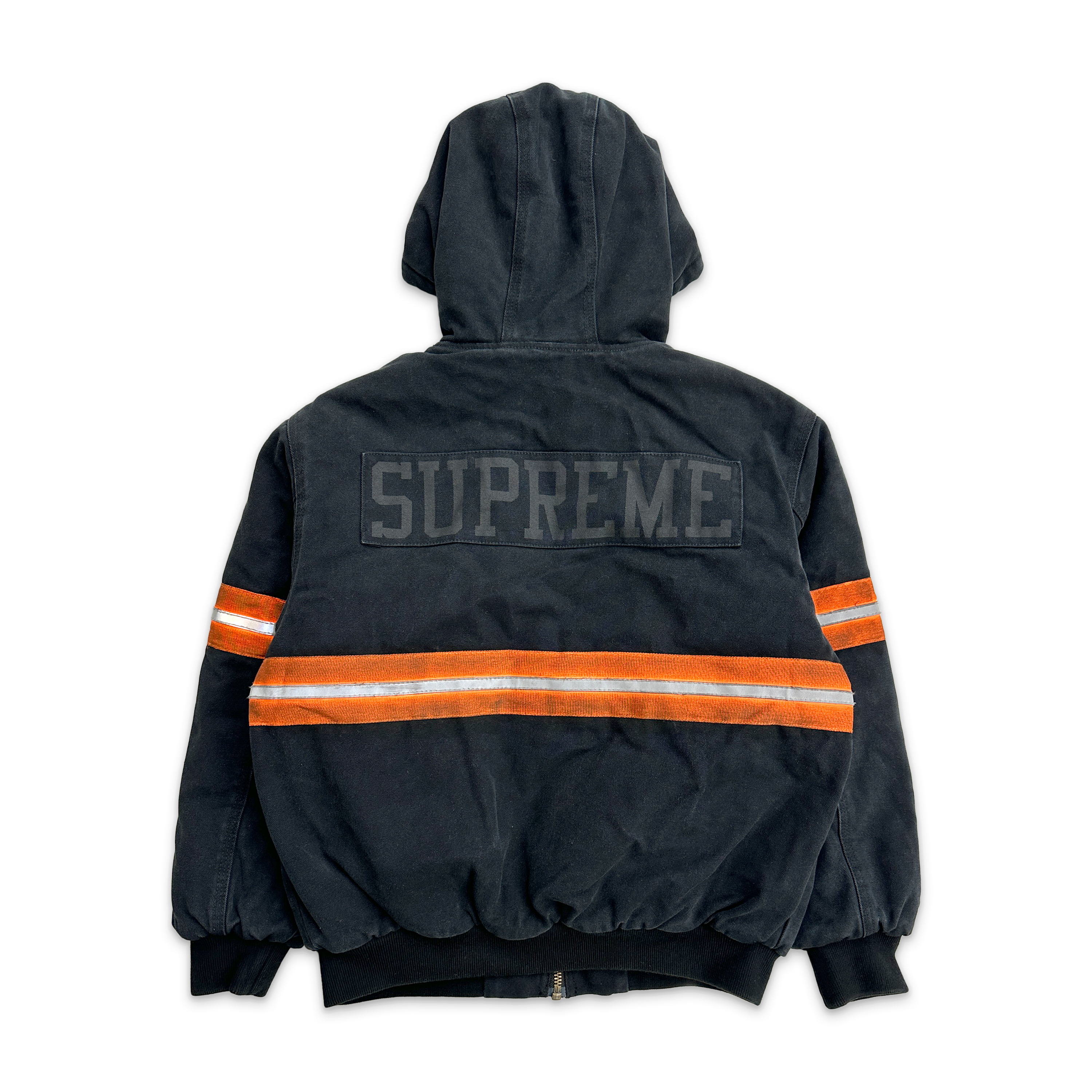 Supreme, Reflective Stripe Hooded Work Jacket "Black"