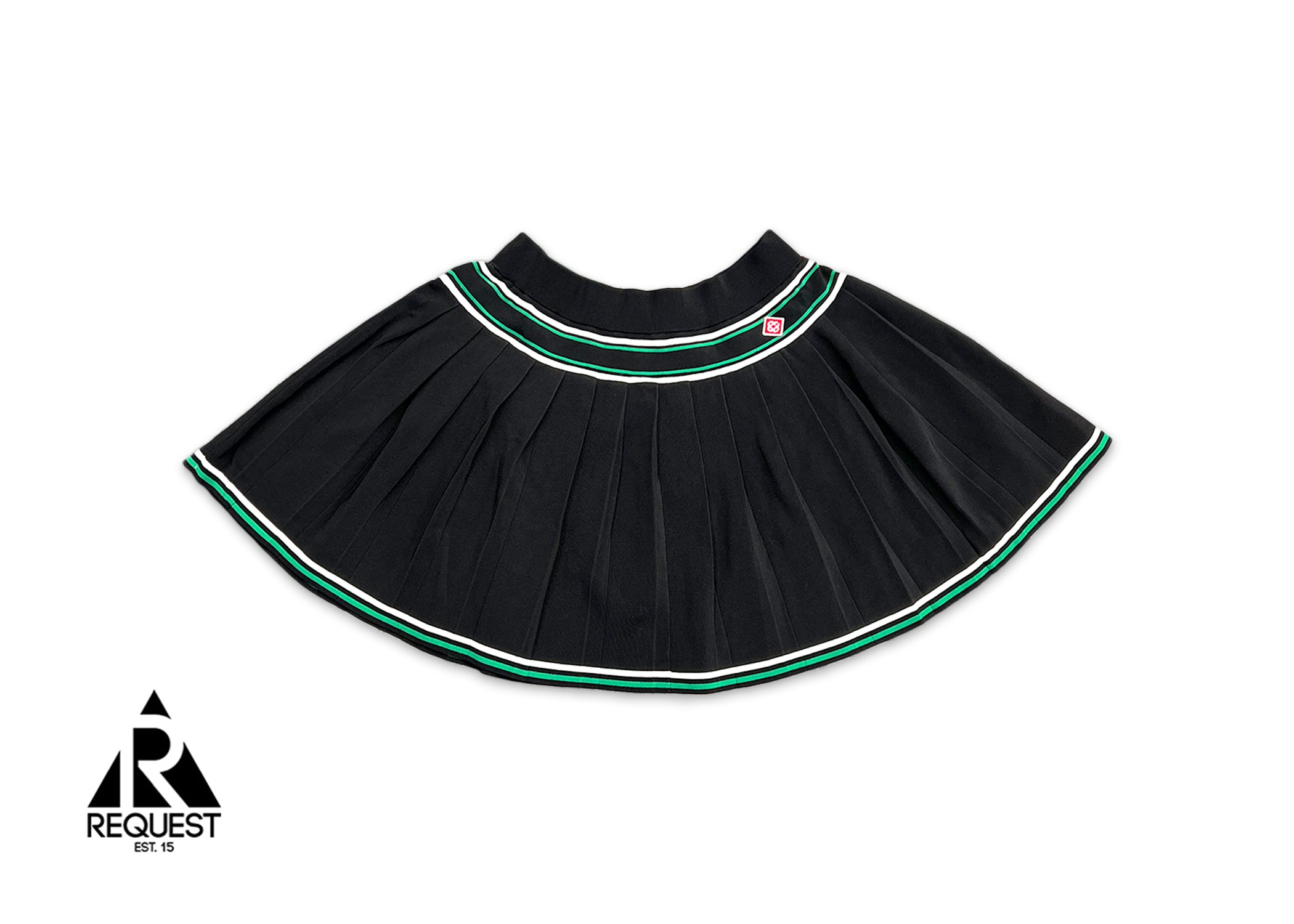 Knit Pleated Stripe Skirt "Black" (W)