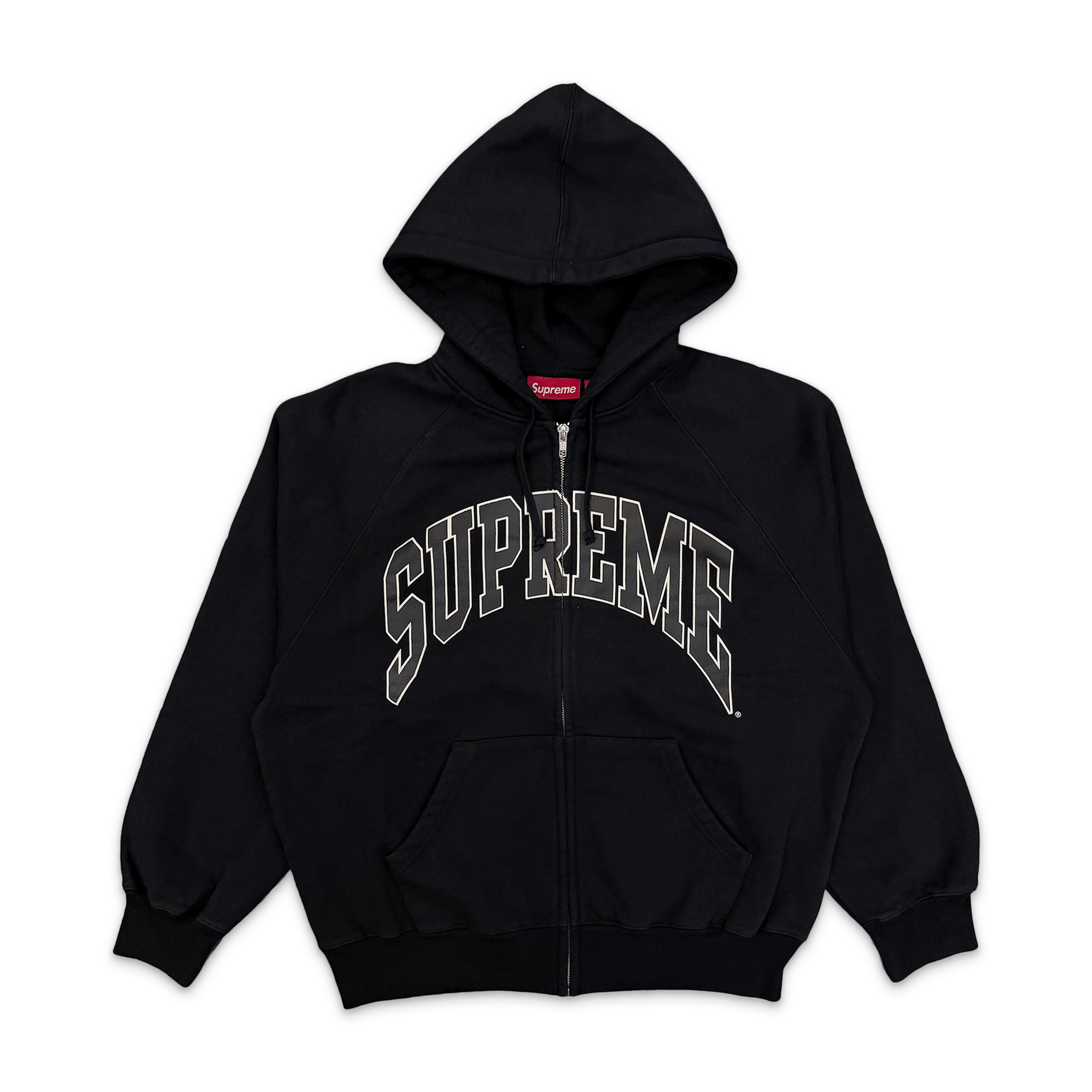 Supreme, Cracked Raglan Zip Up Hoodie "Black" (SS26)