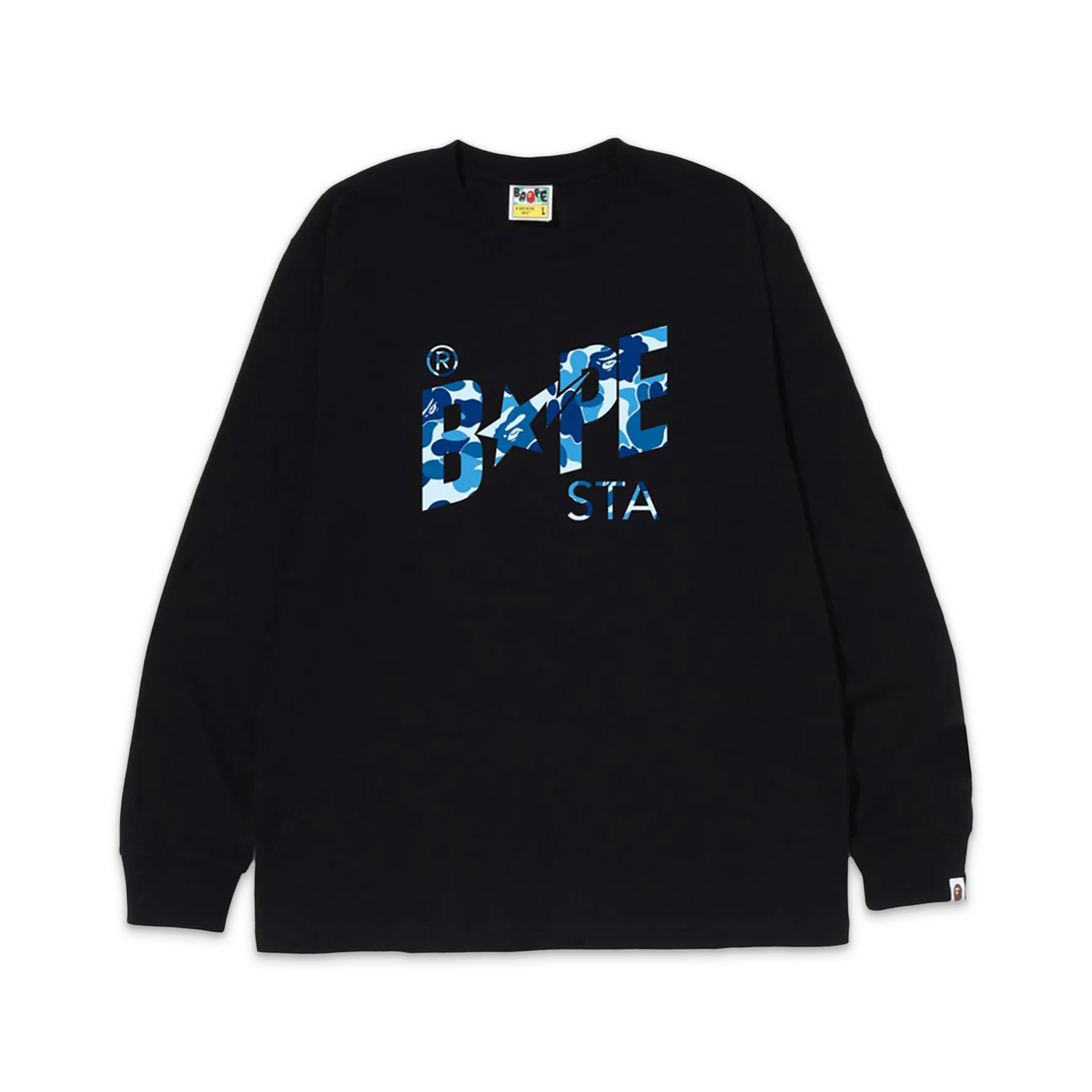 A Bathing Ape (BAPE), BAPE ABC Camo Bapesta Logo L/S Tee "Black/Blue"