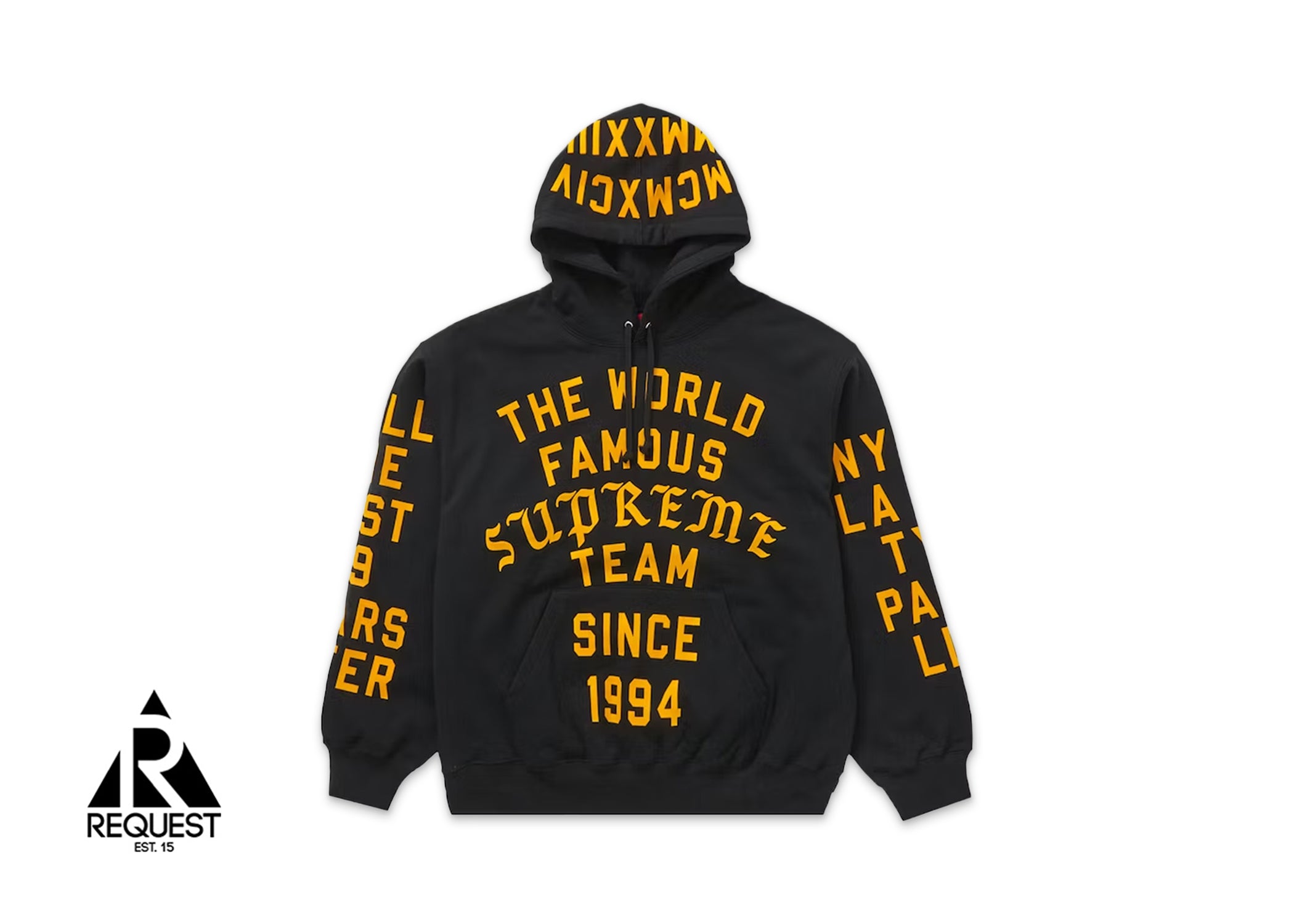 Supreme Team Flocked Hooded Sweatshirt "Black"