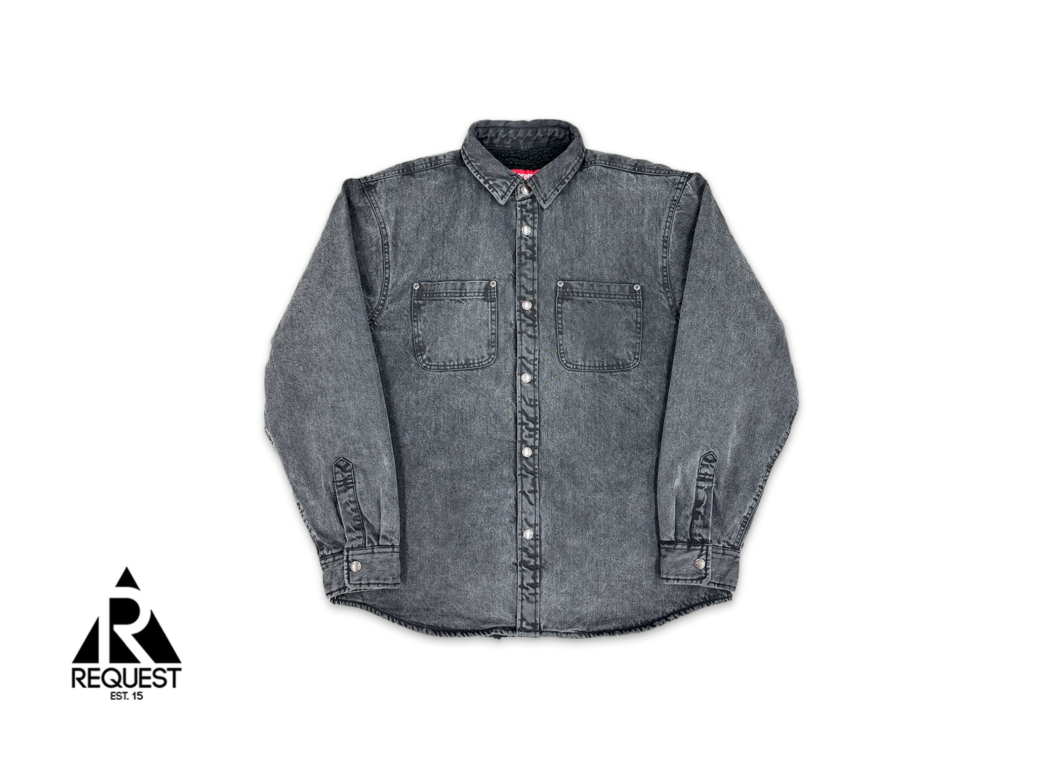 Faux Shearling Lined Work Shirt "Black Denim"