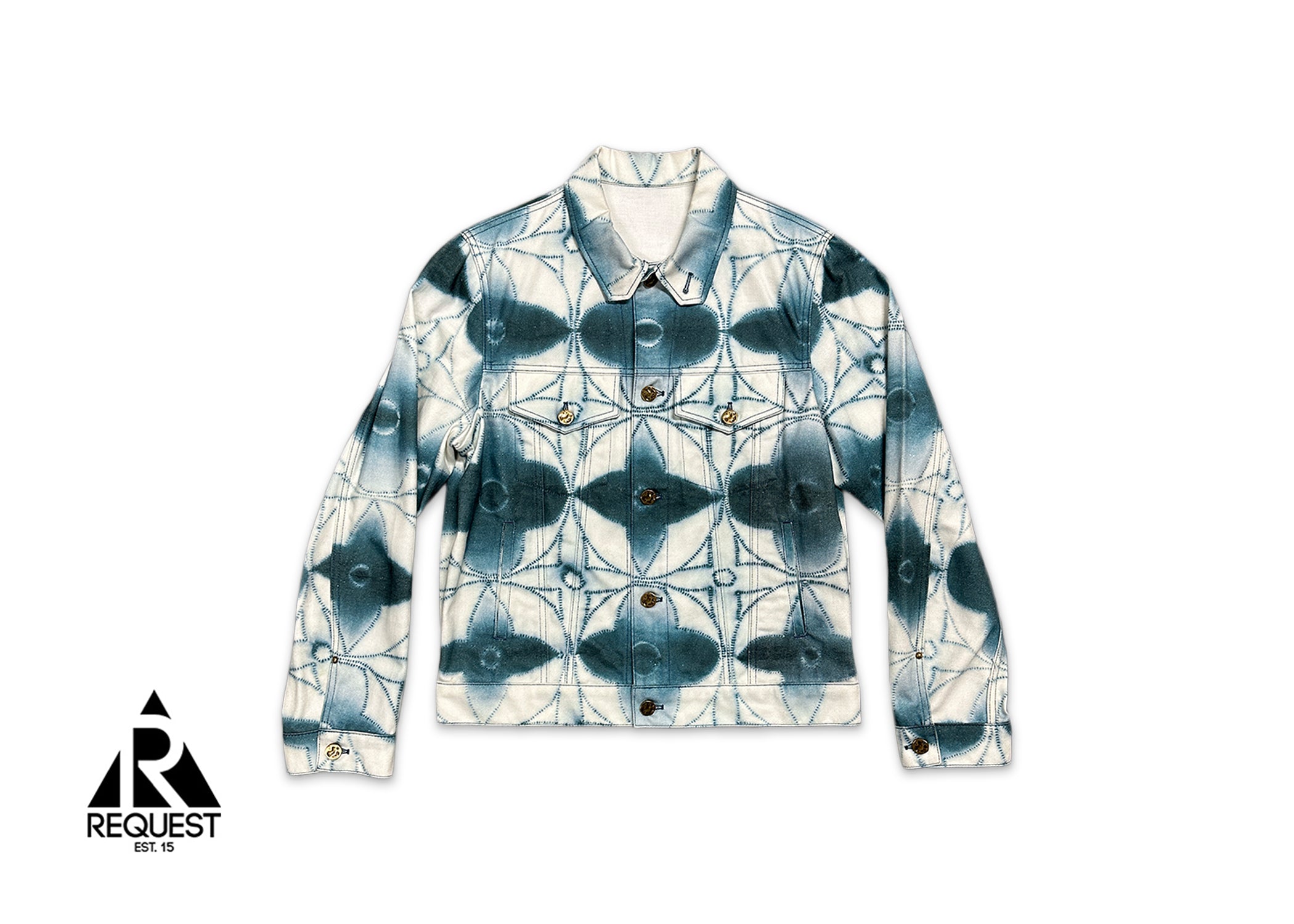 Monogram Shibori Printed Denim Jacket "White/Blue"