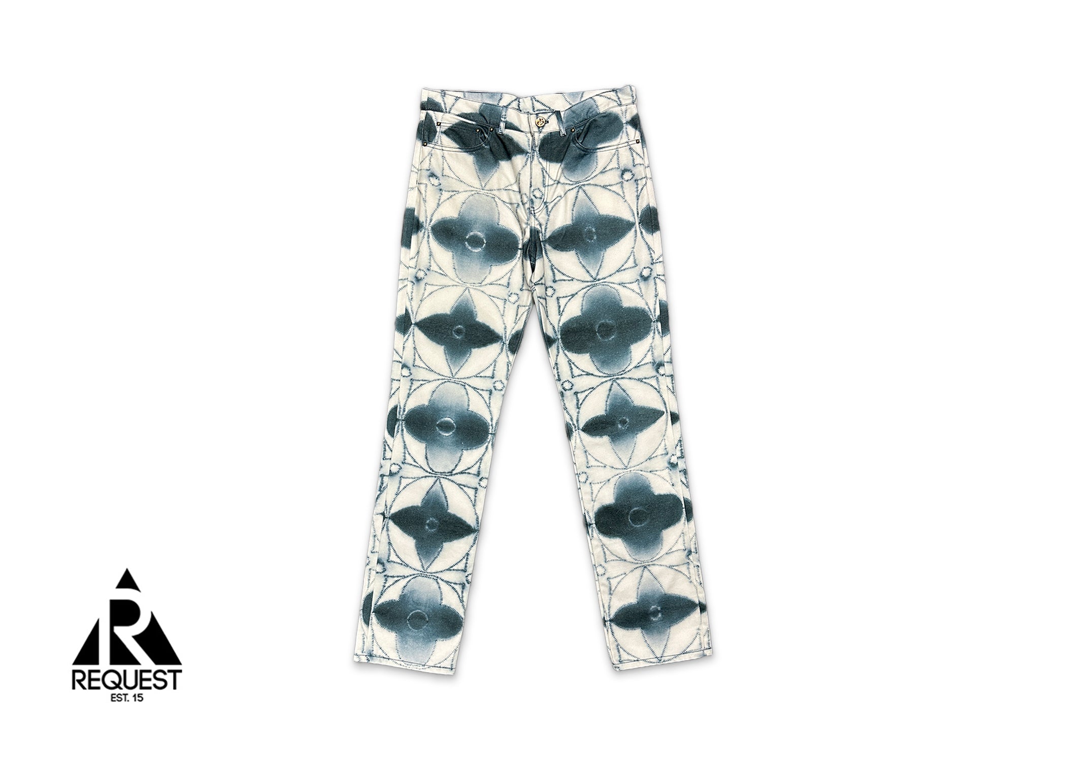 Louis Vuitton, Monogram Shibori Printed Denim Pants "White/Blue"