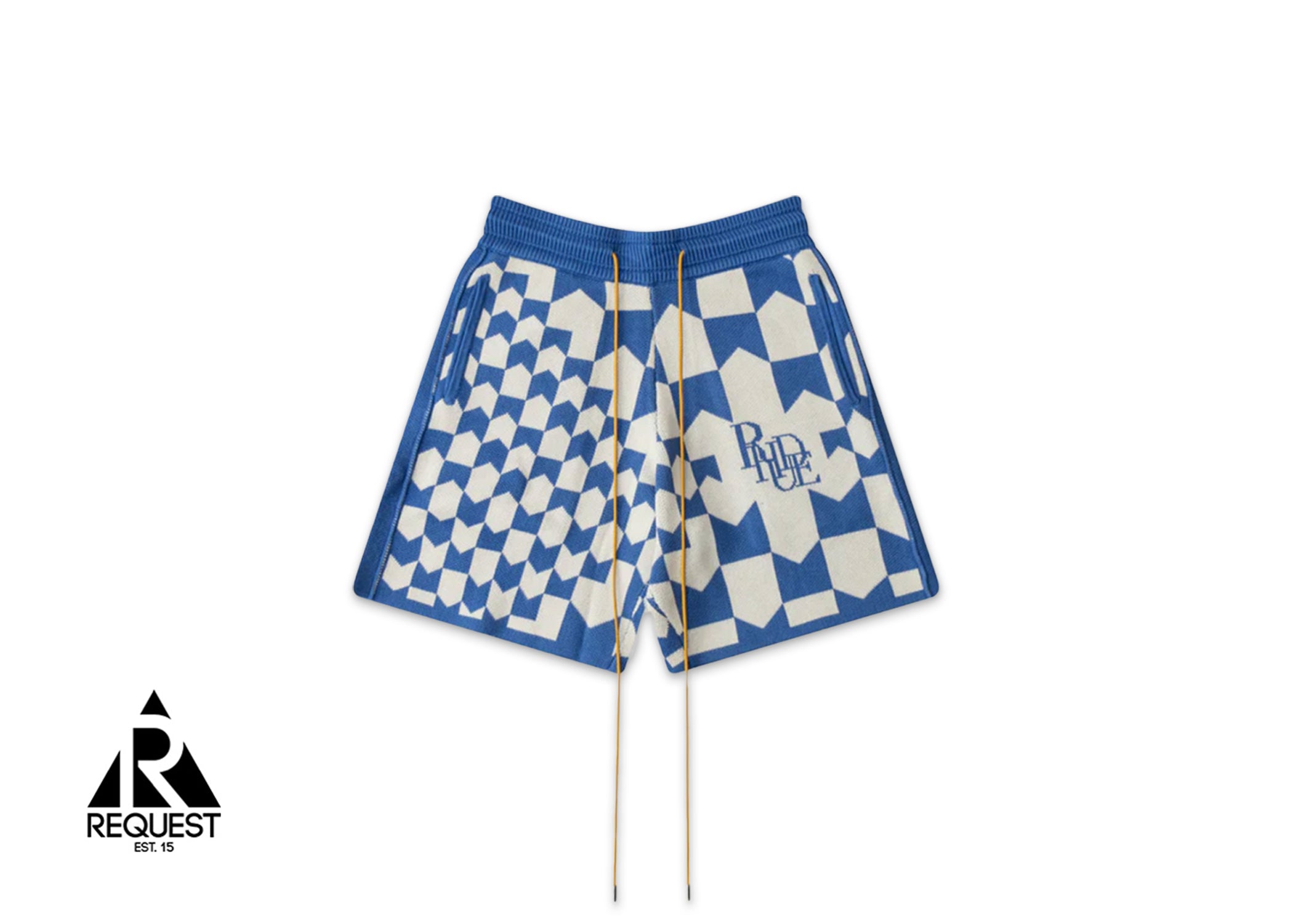 Rhude Rhacing Checkered Knit Shorts "Blue"