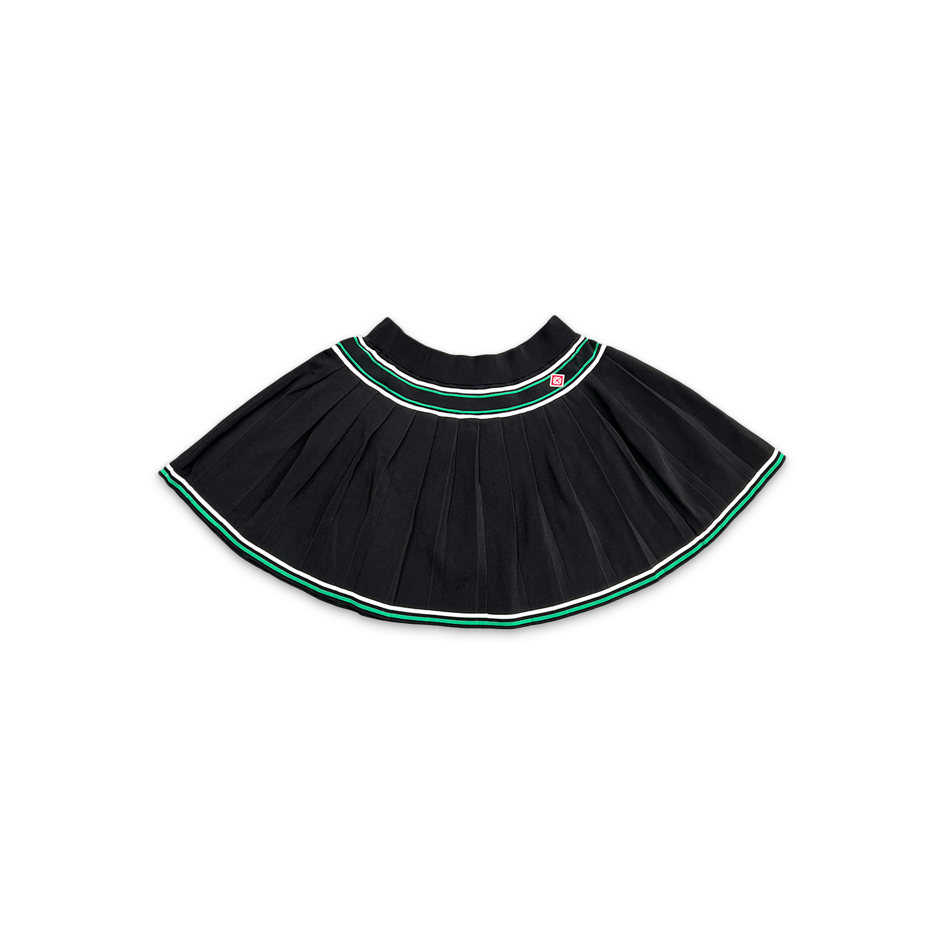 Knit Pleated Stripe Skirt "Black" (W)
