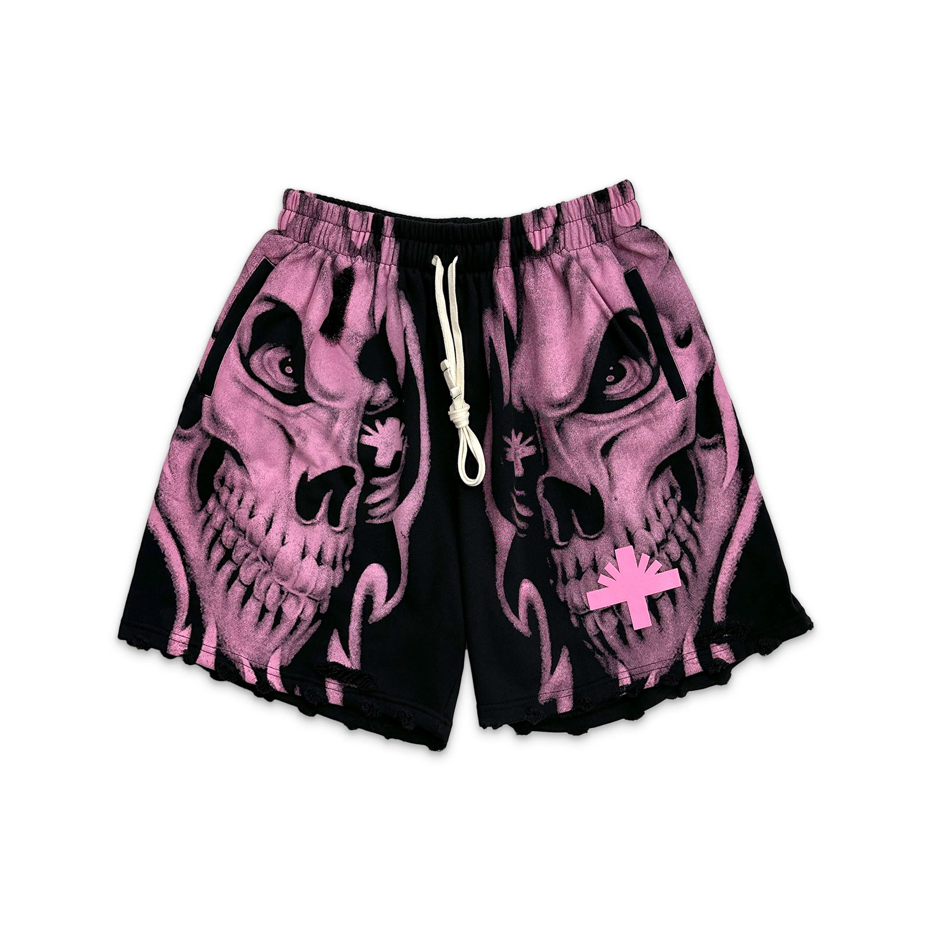 M 即発送 EC Melodi Skull Star Shorts Black SKULL BLAST - Vintage Cargo Shorts Black