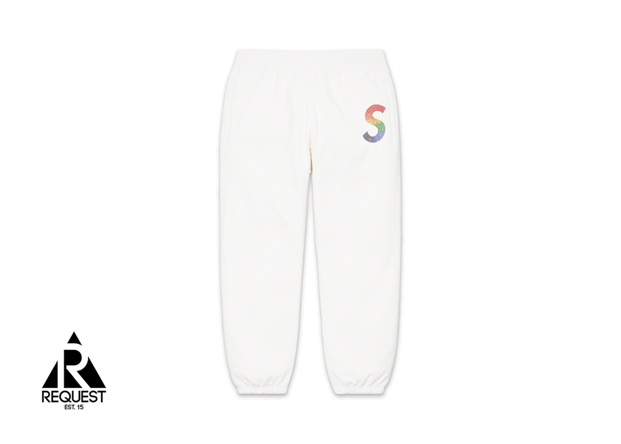 Supreme Swarovski S Logo Sweatpants "White"