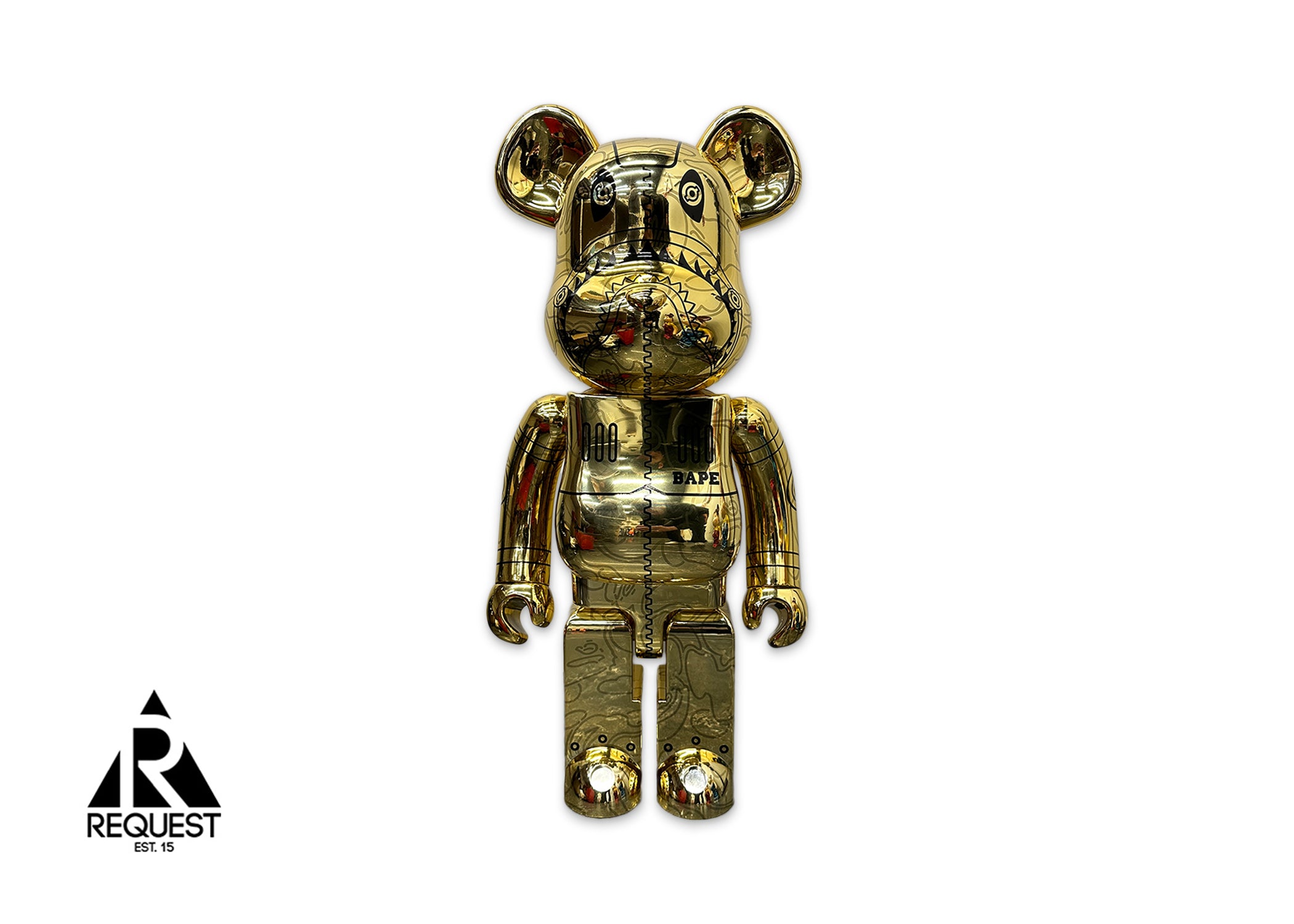 Bearbrick 1000% "Gold BAPE x Hajime Sorayama Camo Shark"