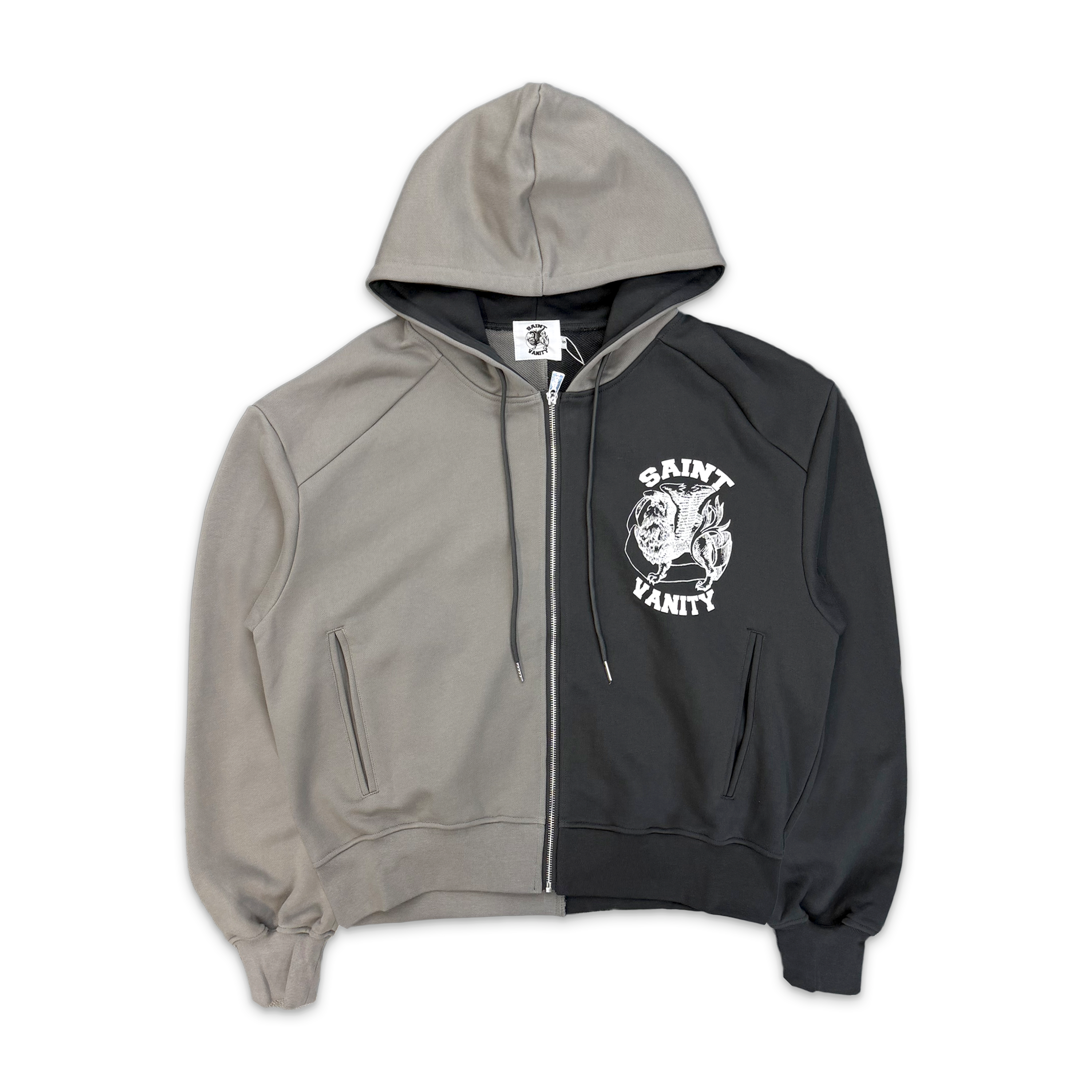 What The Saint Zip Up Hoodie “Grey/Black"