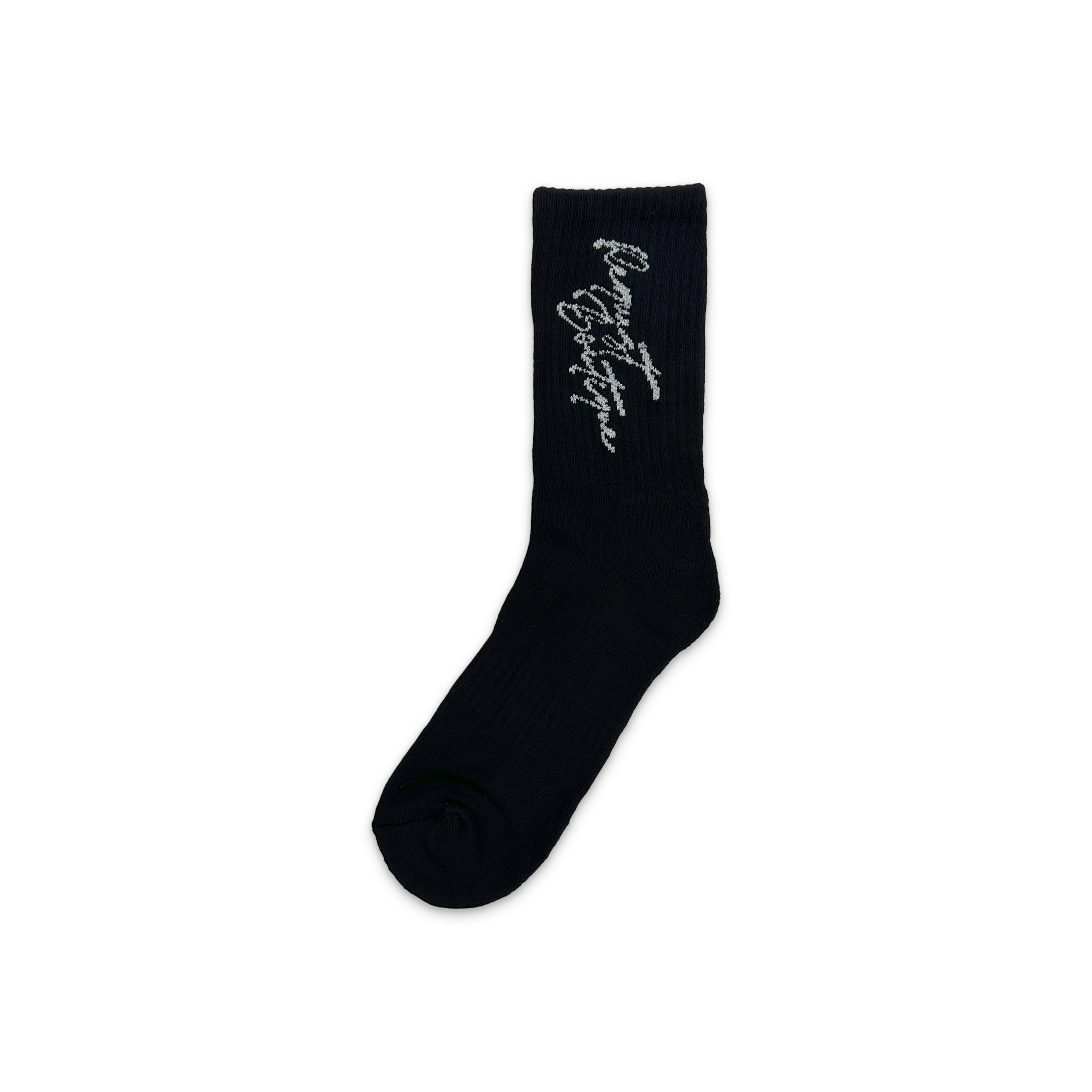 Request Vertical Script Socks "Metallic Silver"