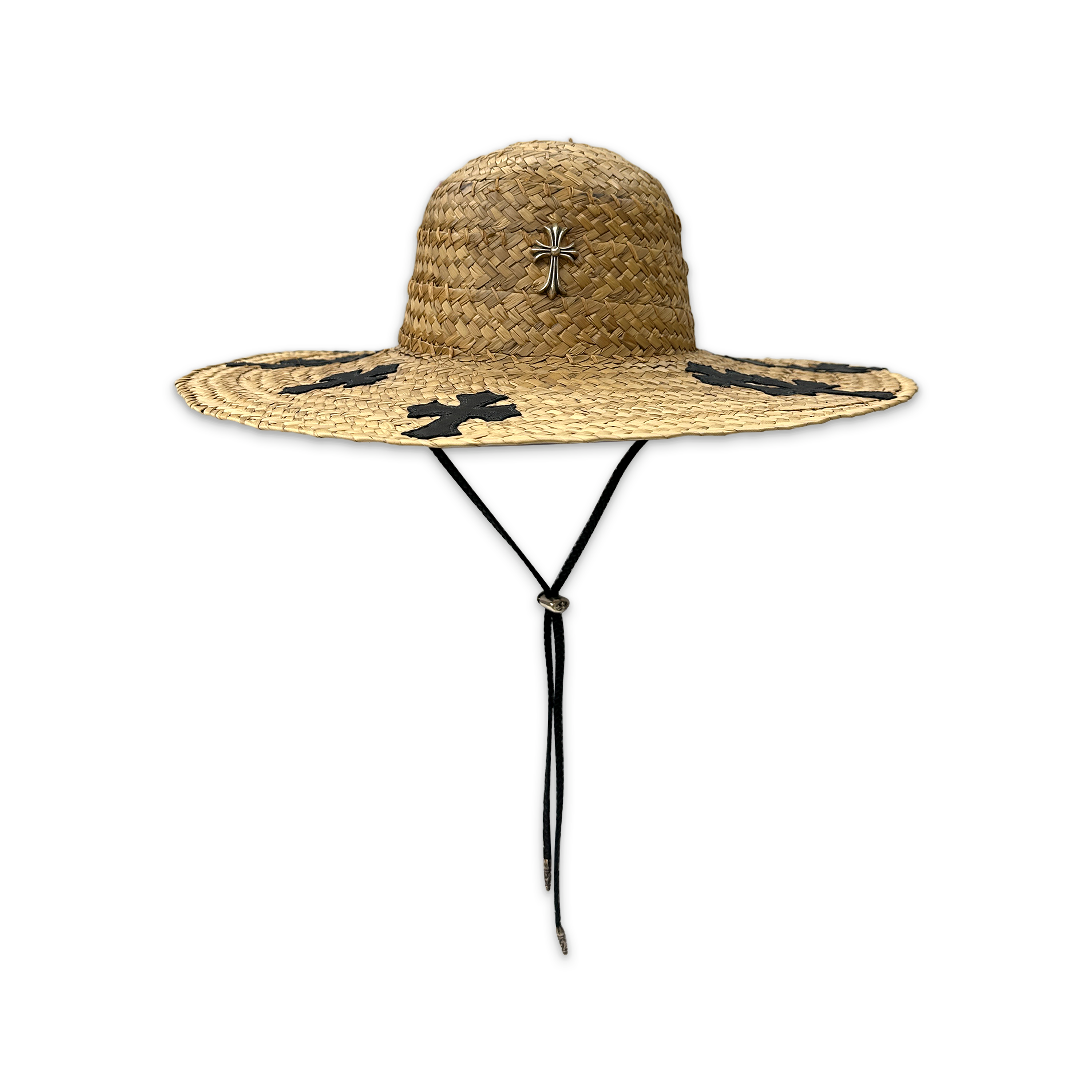 Black Cross Vacation Straw Hat "Beige"