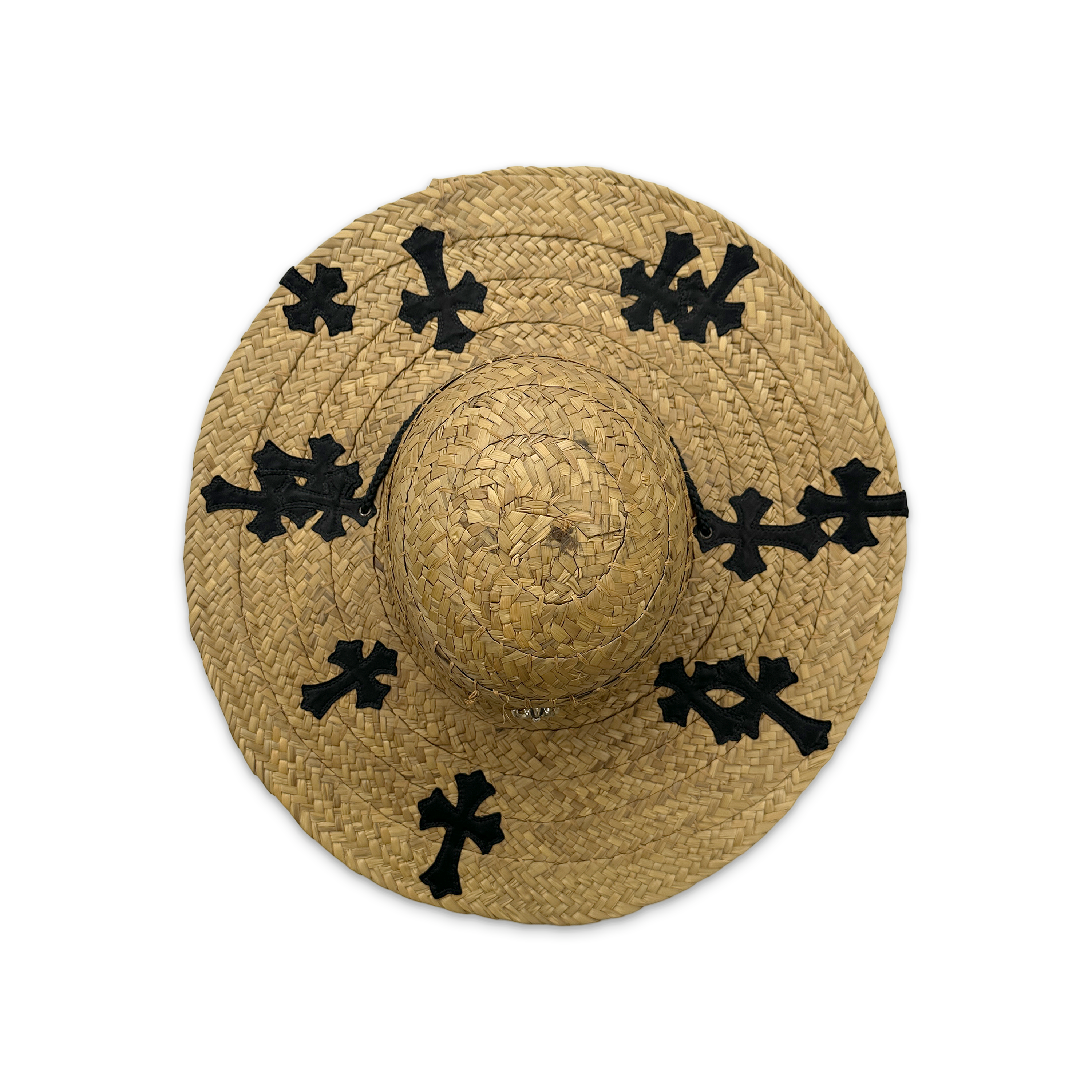 Black Cross Vacation Straw Hat "Beige"