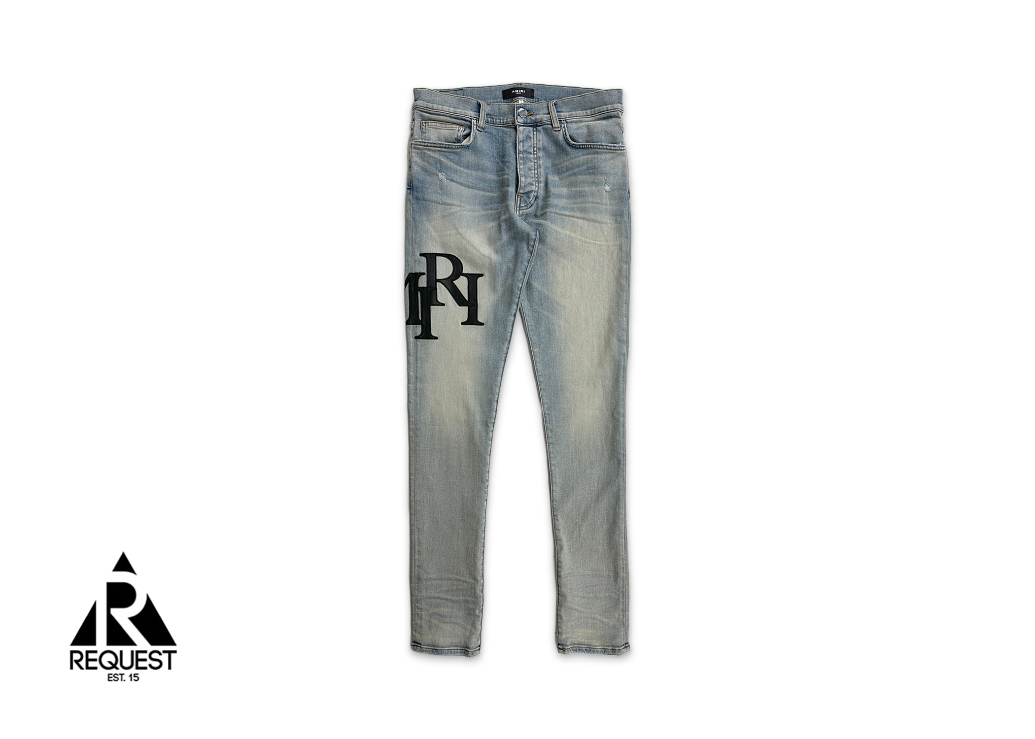 Staggered Embroidered Jean "Antique Indigo/Black"