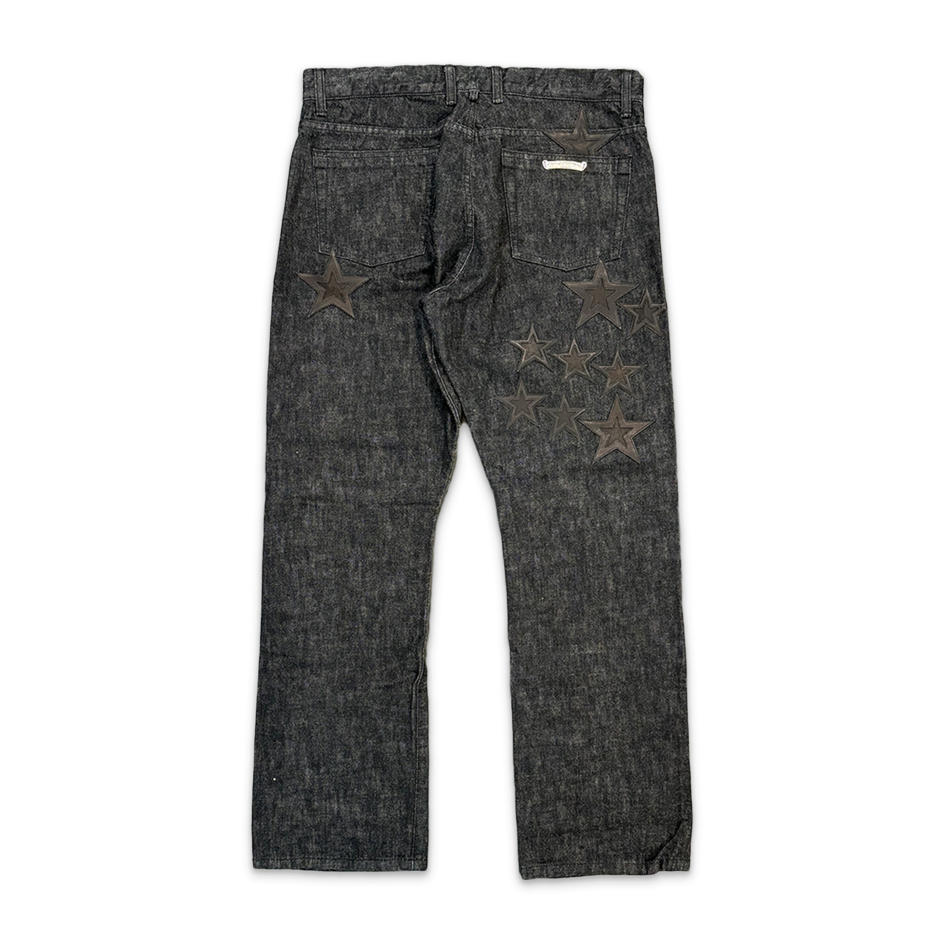 Black Star Leather Patches Denim Jeans "Black"