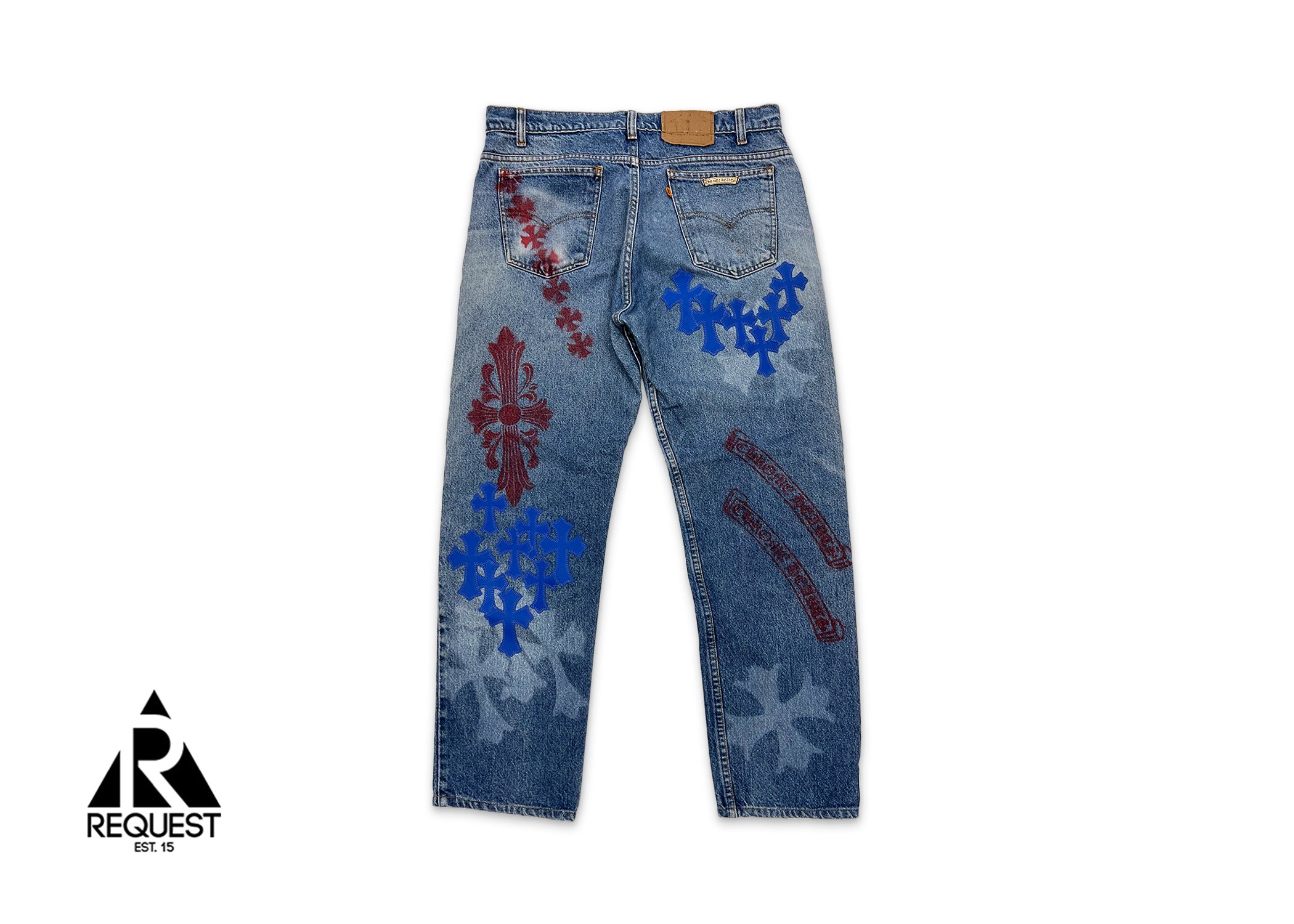 Chrome Hearts, Levi's Medium Blue Stencil Denim "Blue Crosses"