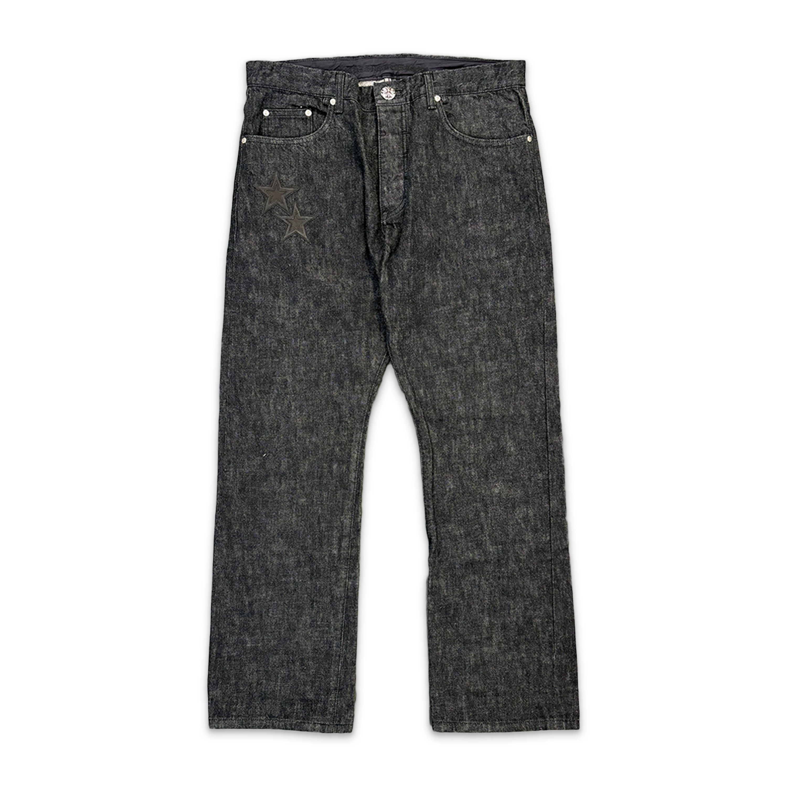Black Star Leather Patches Denim Jeans "Black"