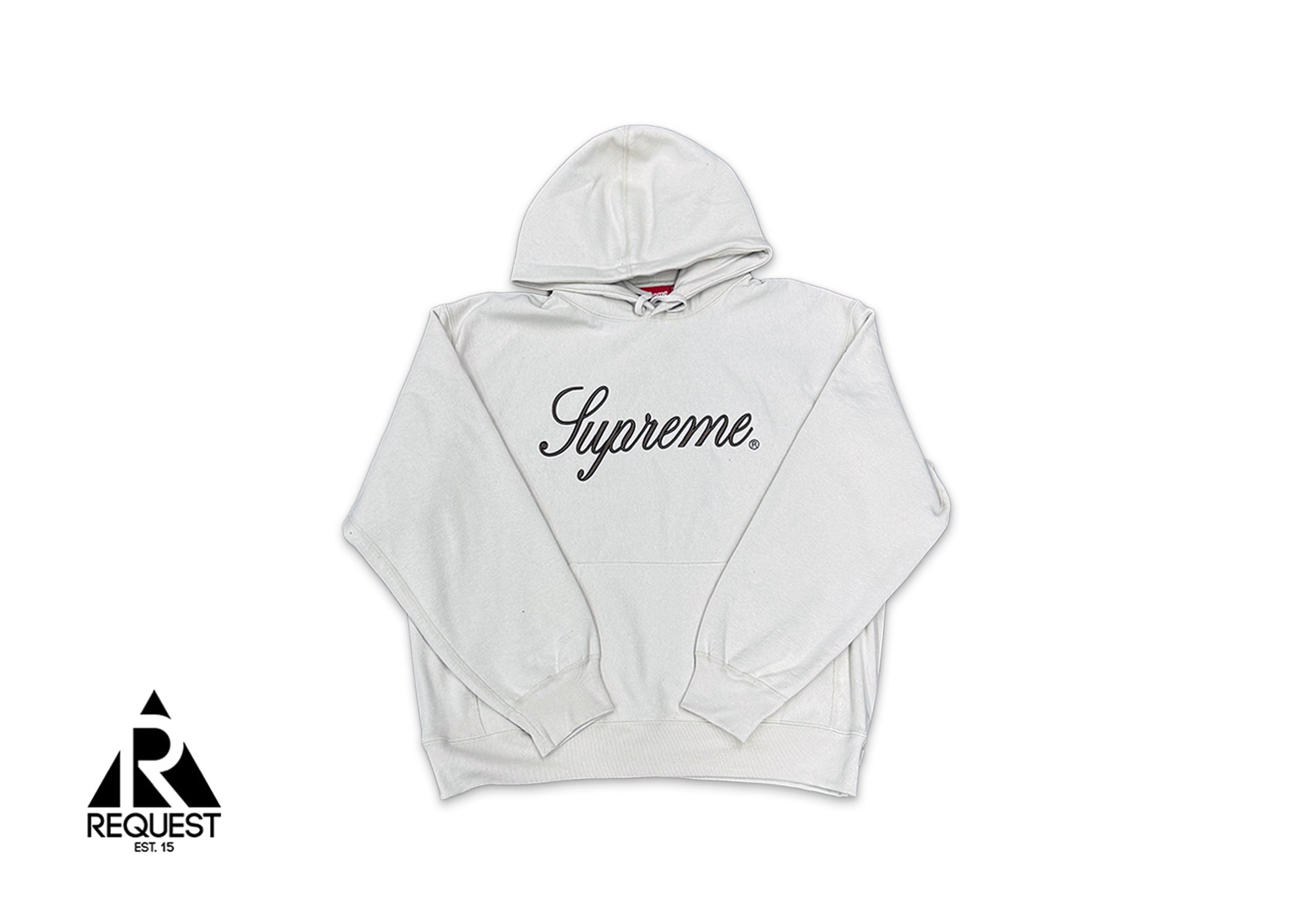 Embroidered Script Hooded Sweatshirt "Bone"