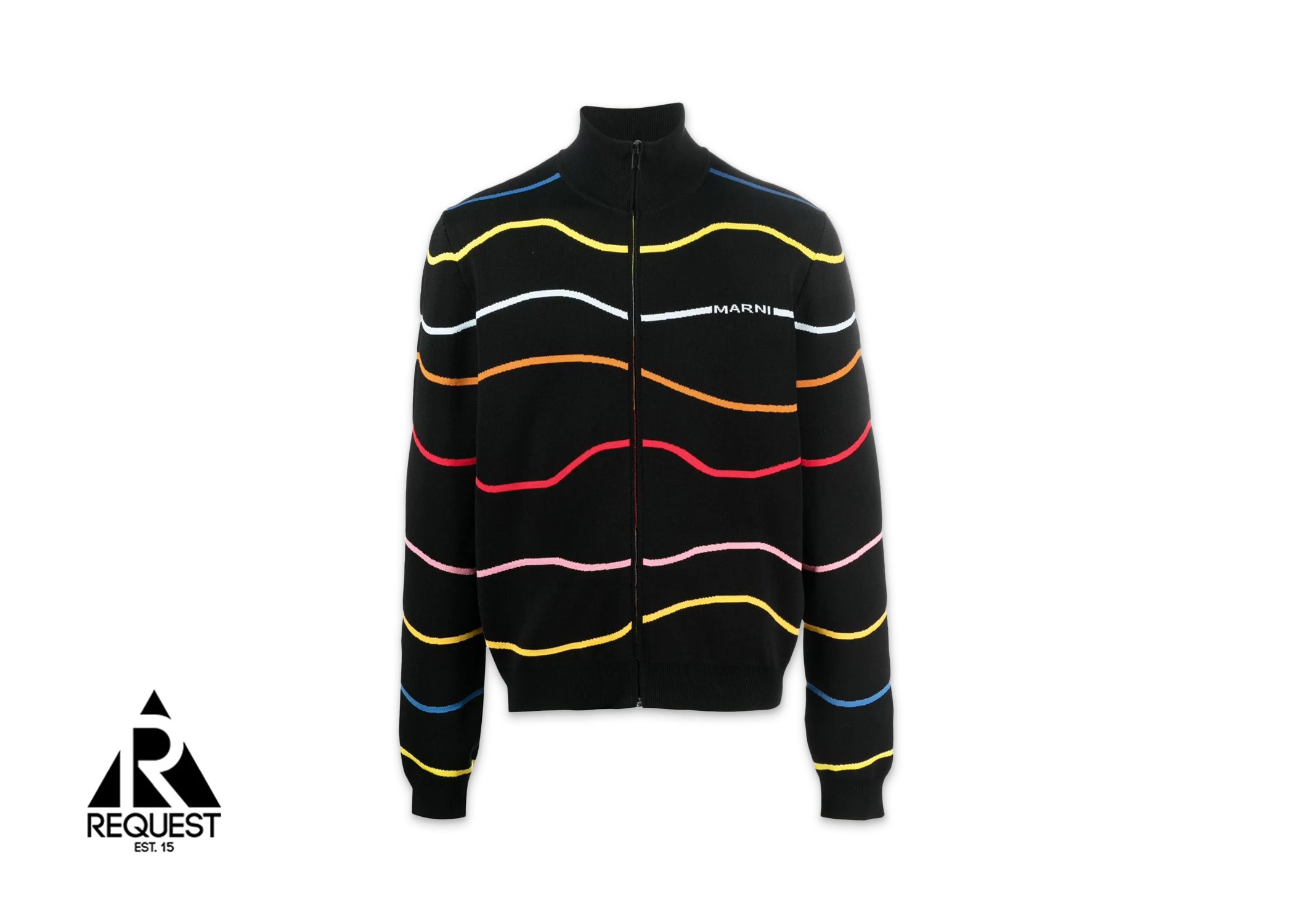 Marni Striped Pattern Track Sweater "Black/Multi"