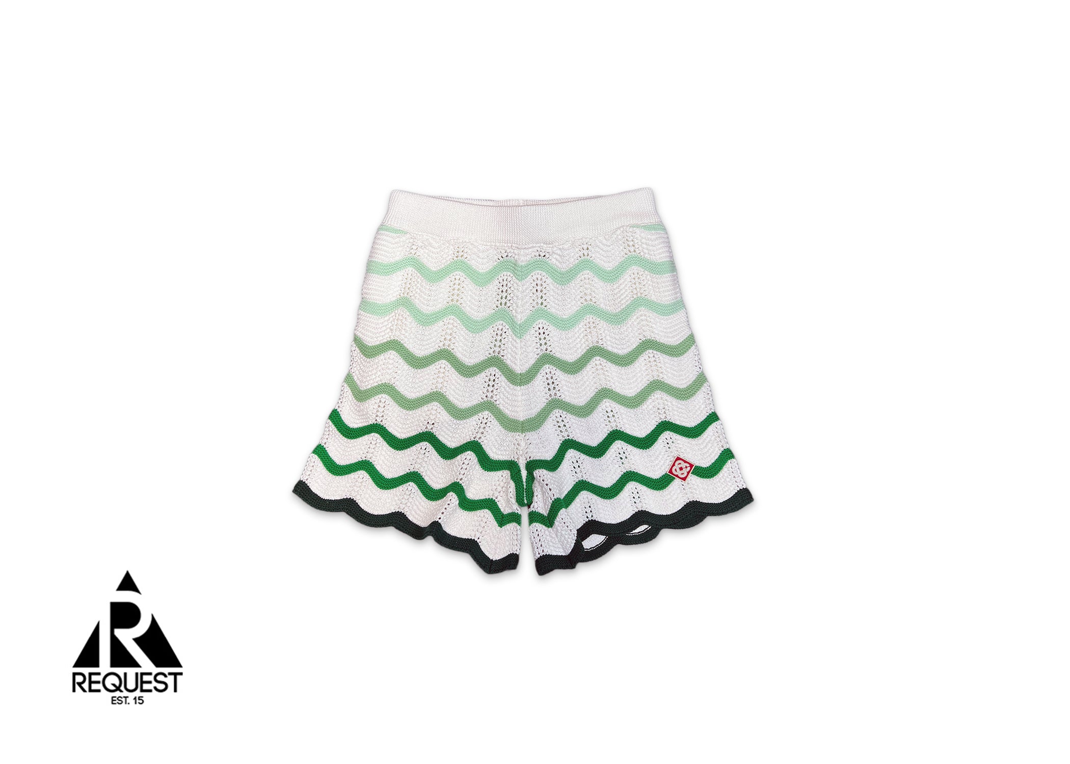 Gradient Wave Texture Shorts "Green/White"