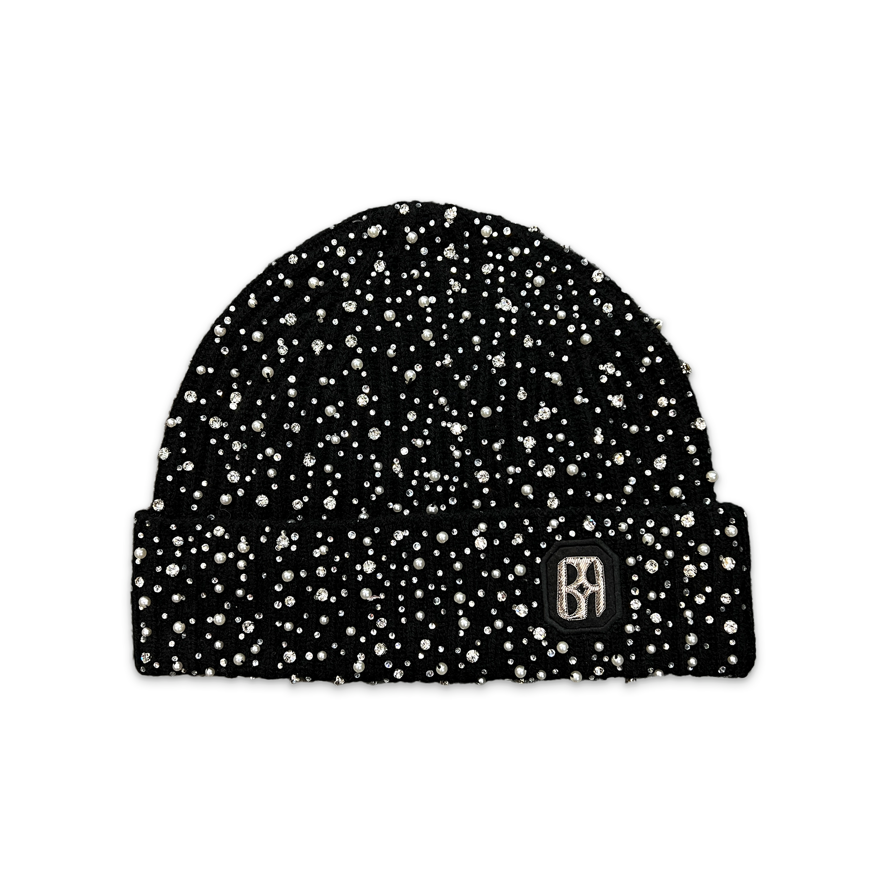 Pearl & Rhinestone Beanie “Black”