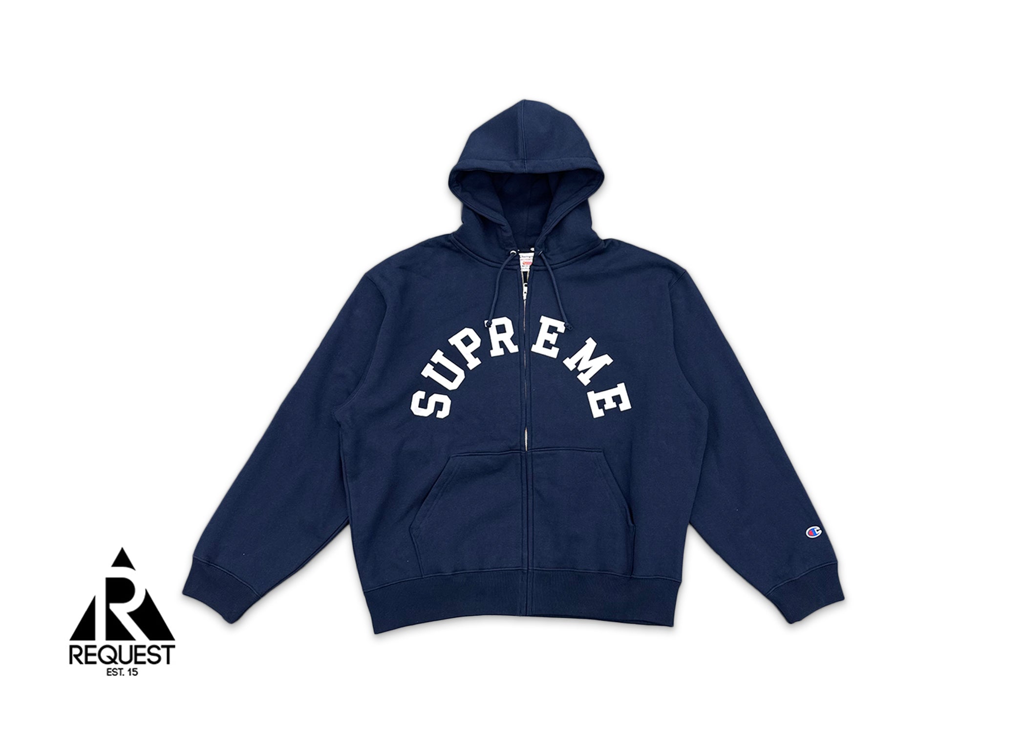 Champion Zip Up Hooded Sweatshirt "Navy"