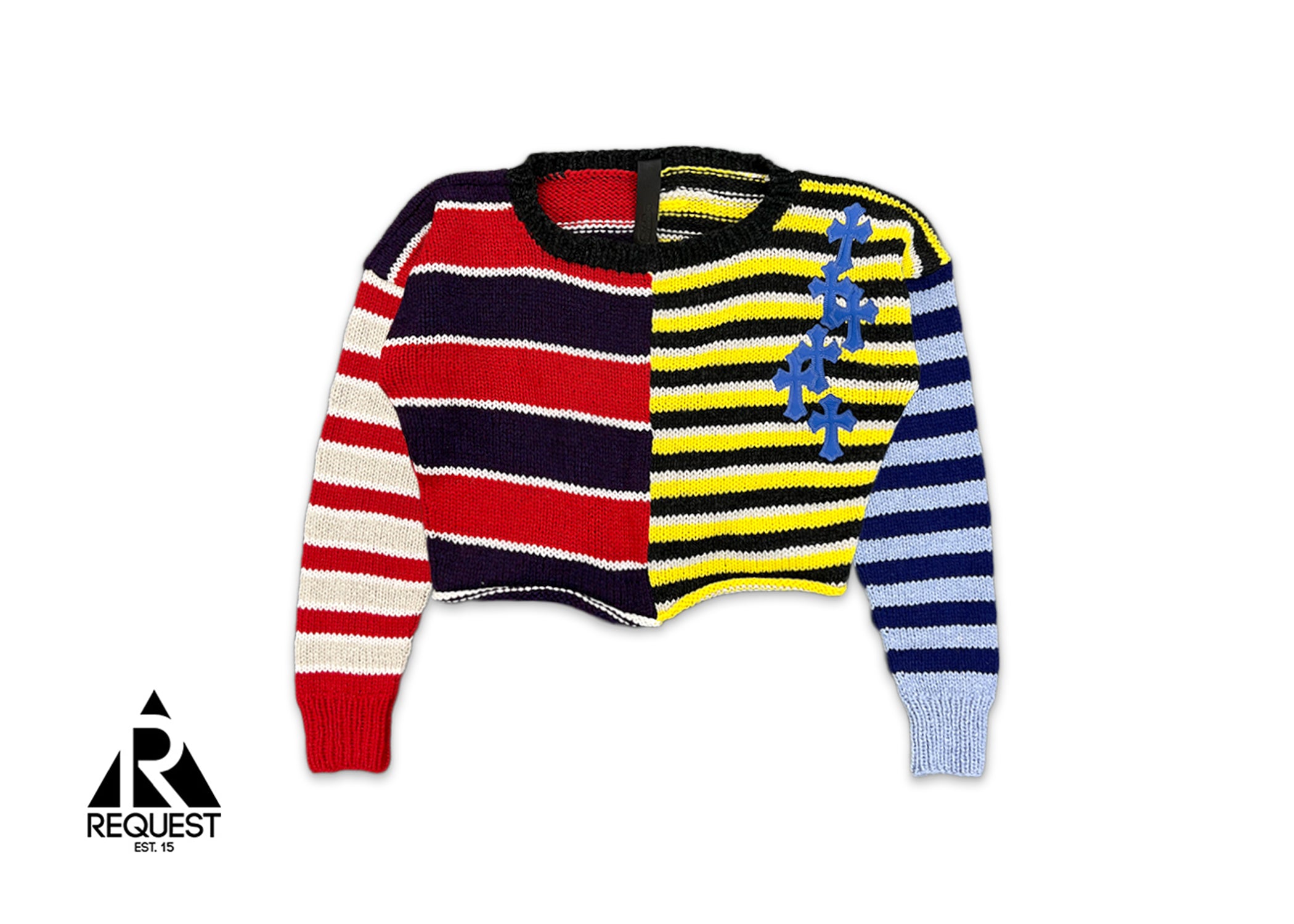Chrome Hearts, Cashmere Blue Cross Patch Cropped Sweater "Multicolor"