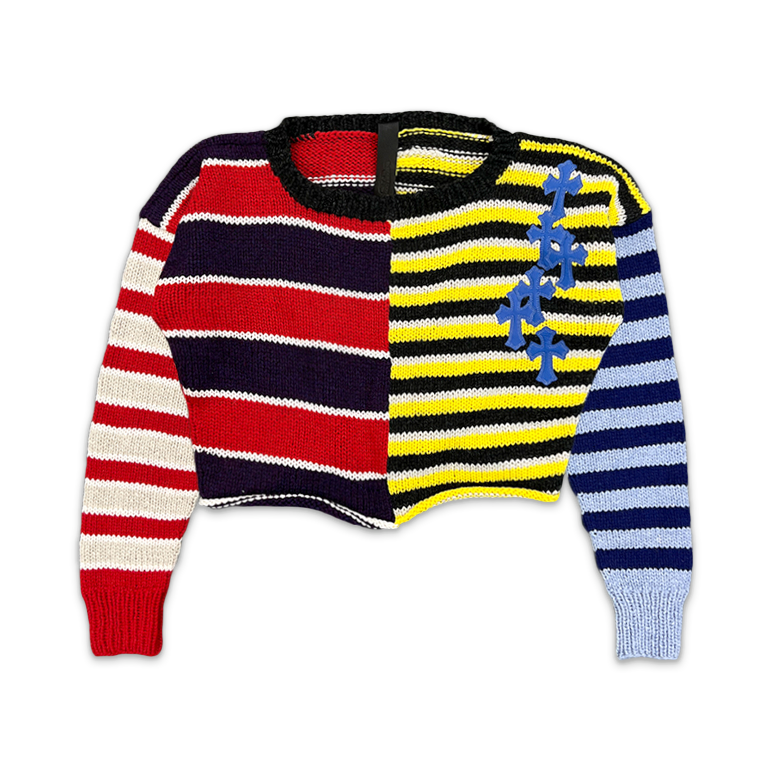 Cashmere Blue Cross Patch Cropped Sweater "Multicolor"