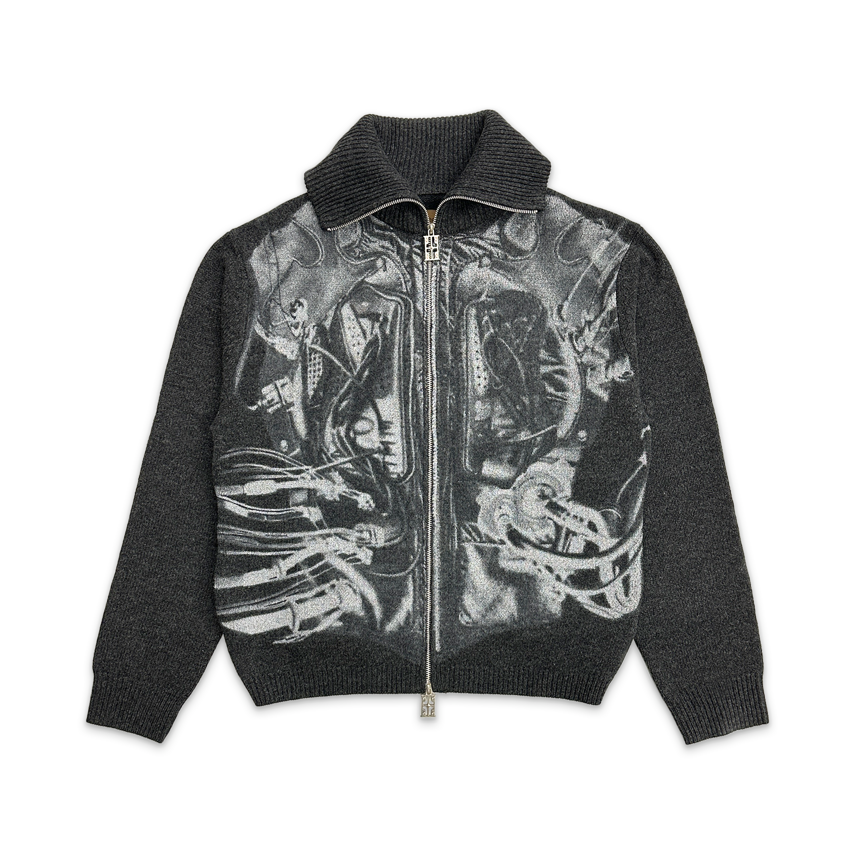 Birth of Royal Child, Millennium Mecha Ink Wool Zip Up Sweater "Black"