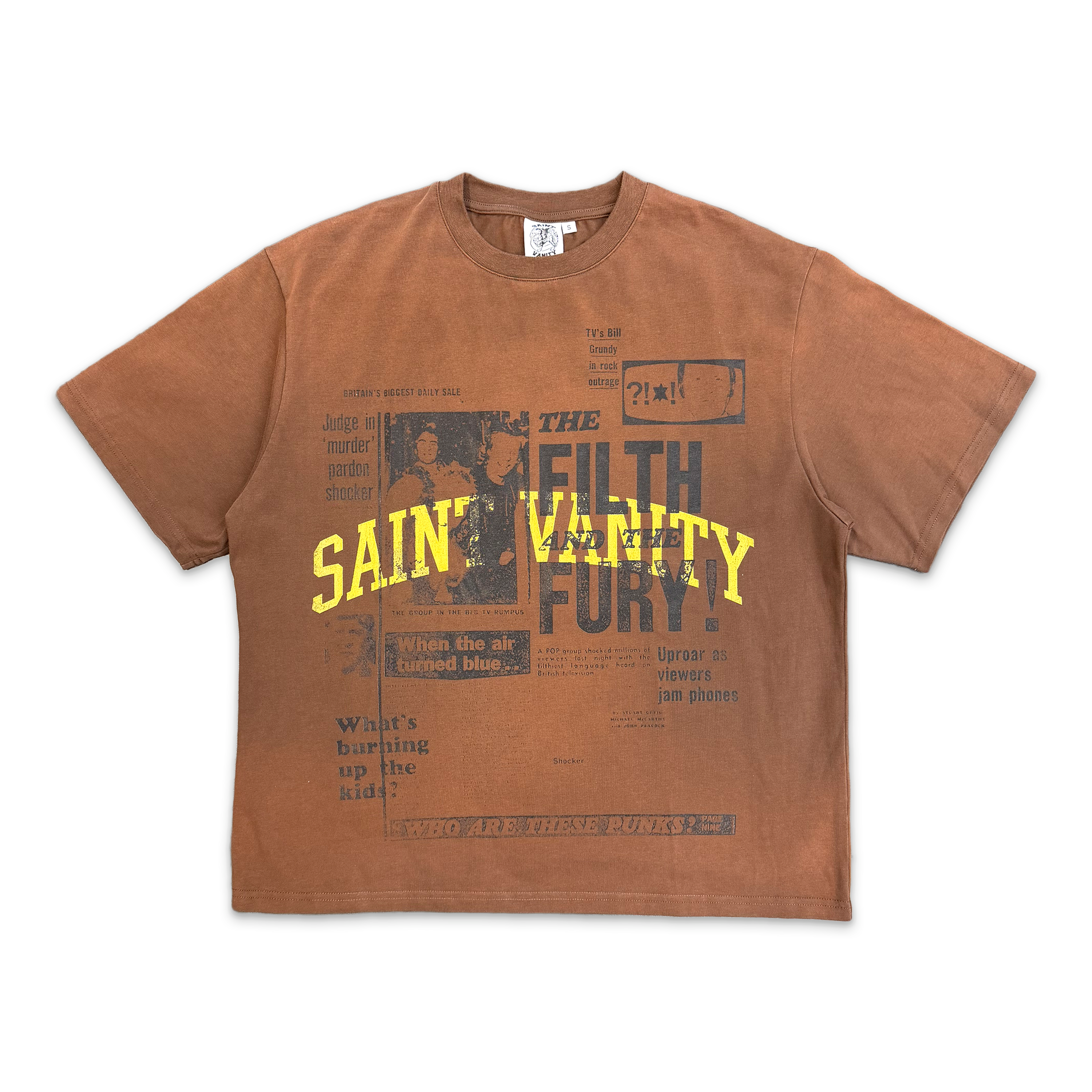 Saint Vanity, Newspaper Tee “Brown”