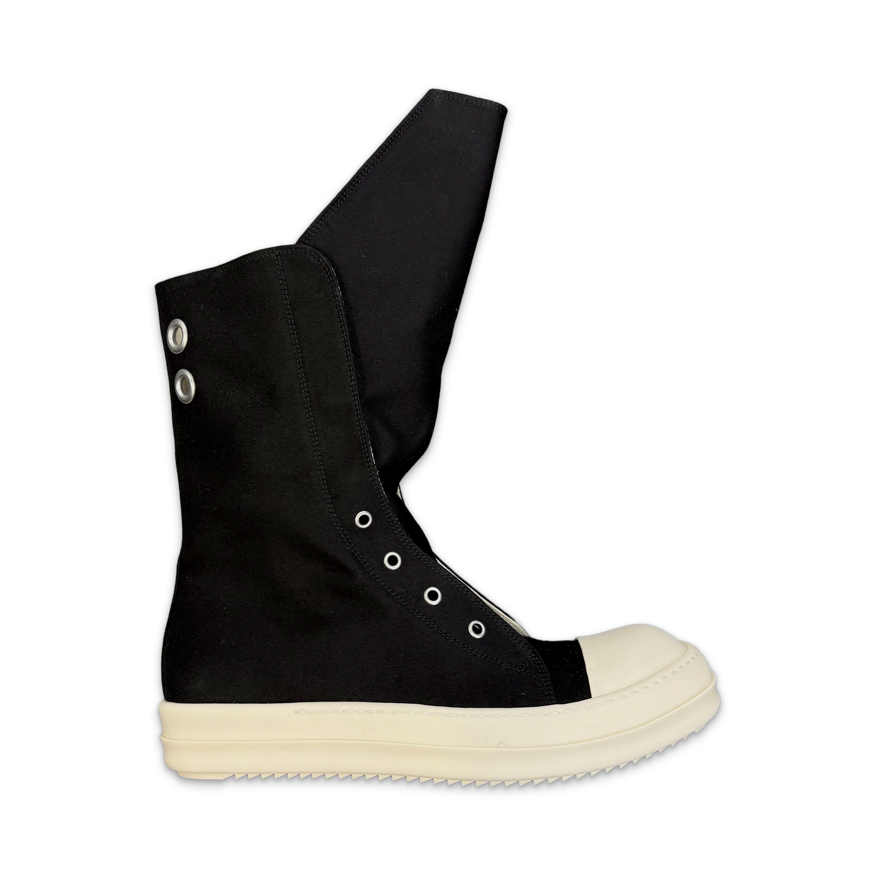 Rick Owens DRKSHDW, Laceless Boot Sneaks High "Black Milk"