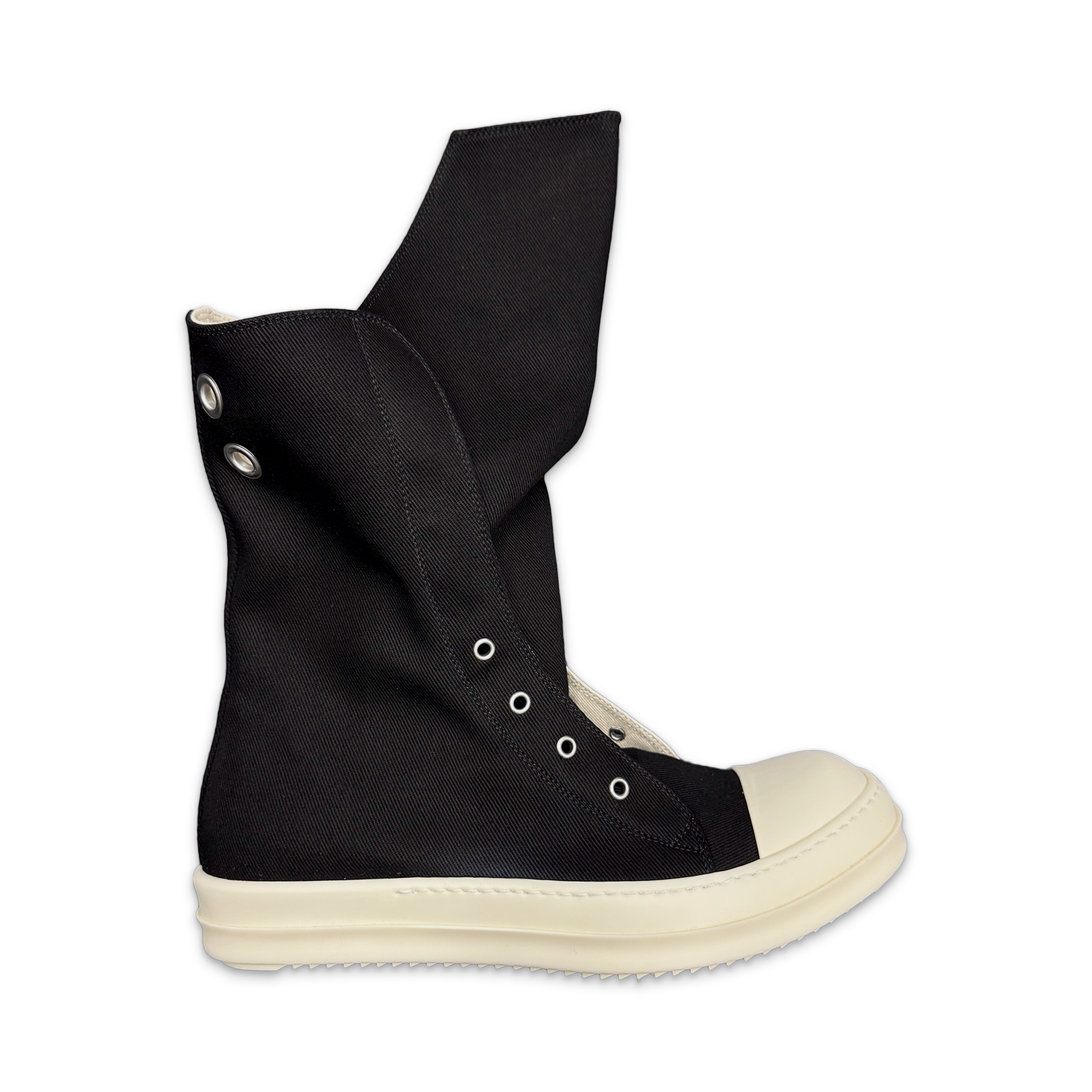 Rick Owens DRKSHDW, Laceless Boot Canvas Sneaks High "Black Milk"