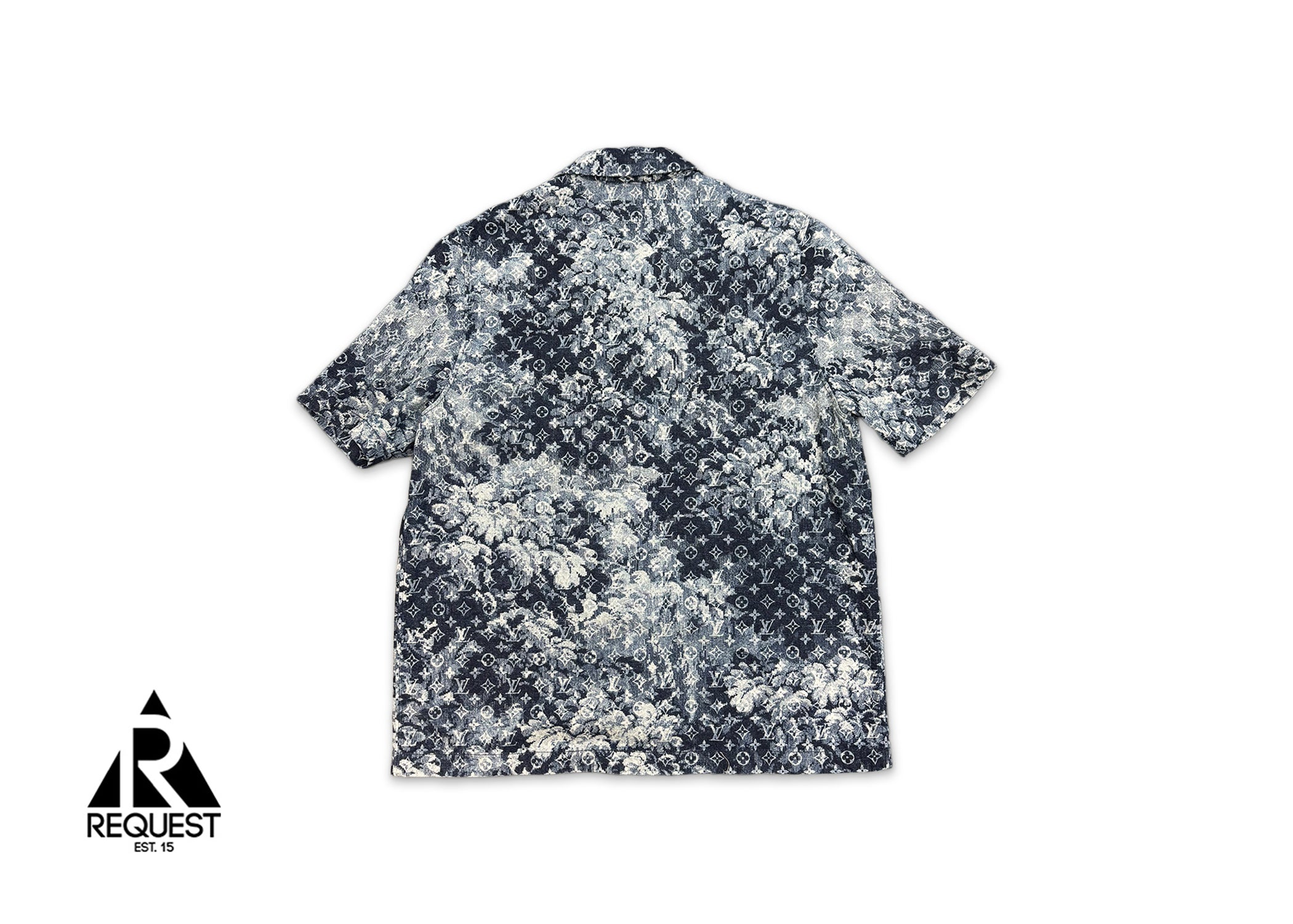 Tapestry Monogram Button Up Shirt "White/Navy"