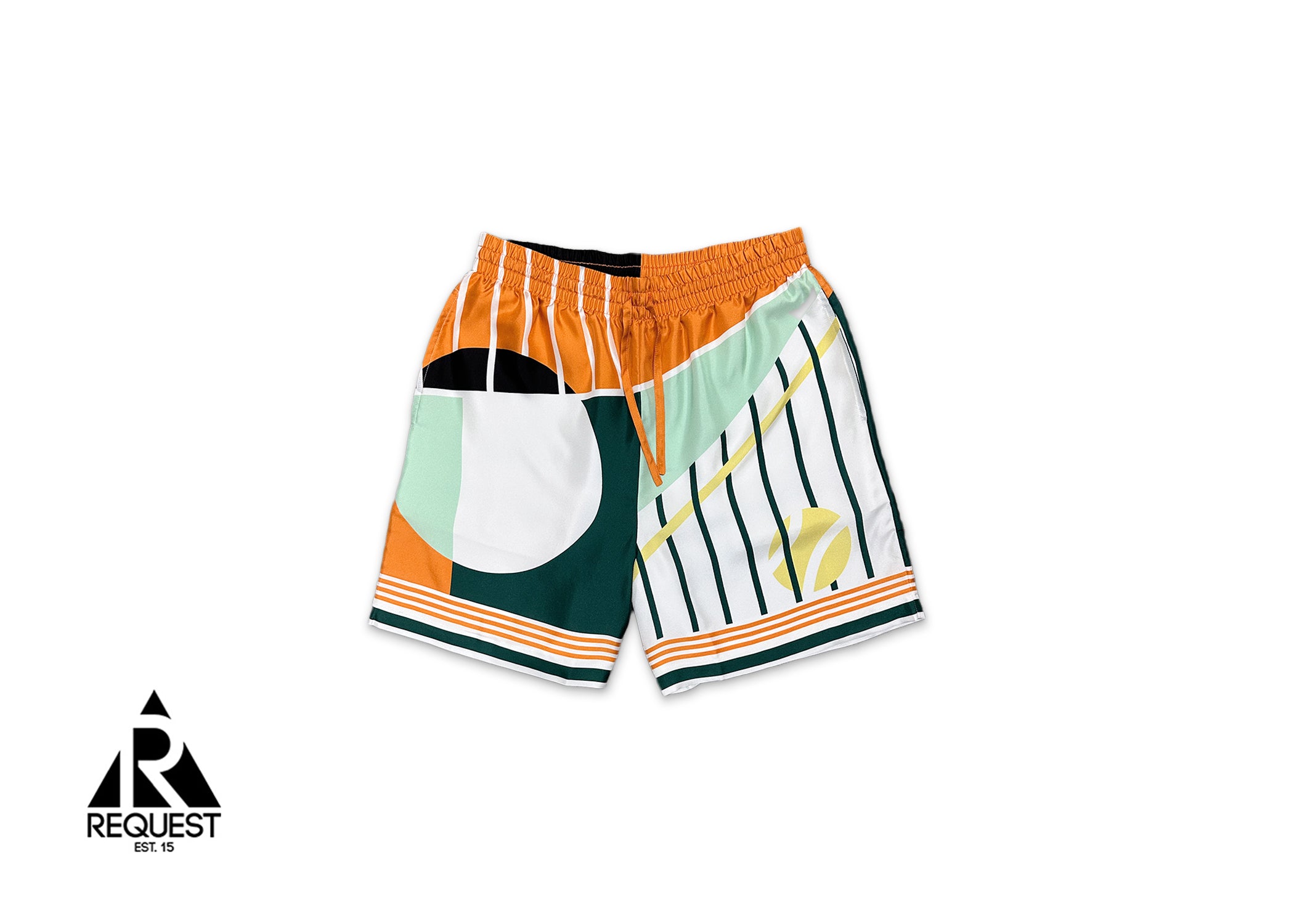 Silk Twill Shorts "Court Abstract"