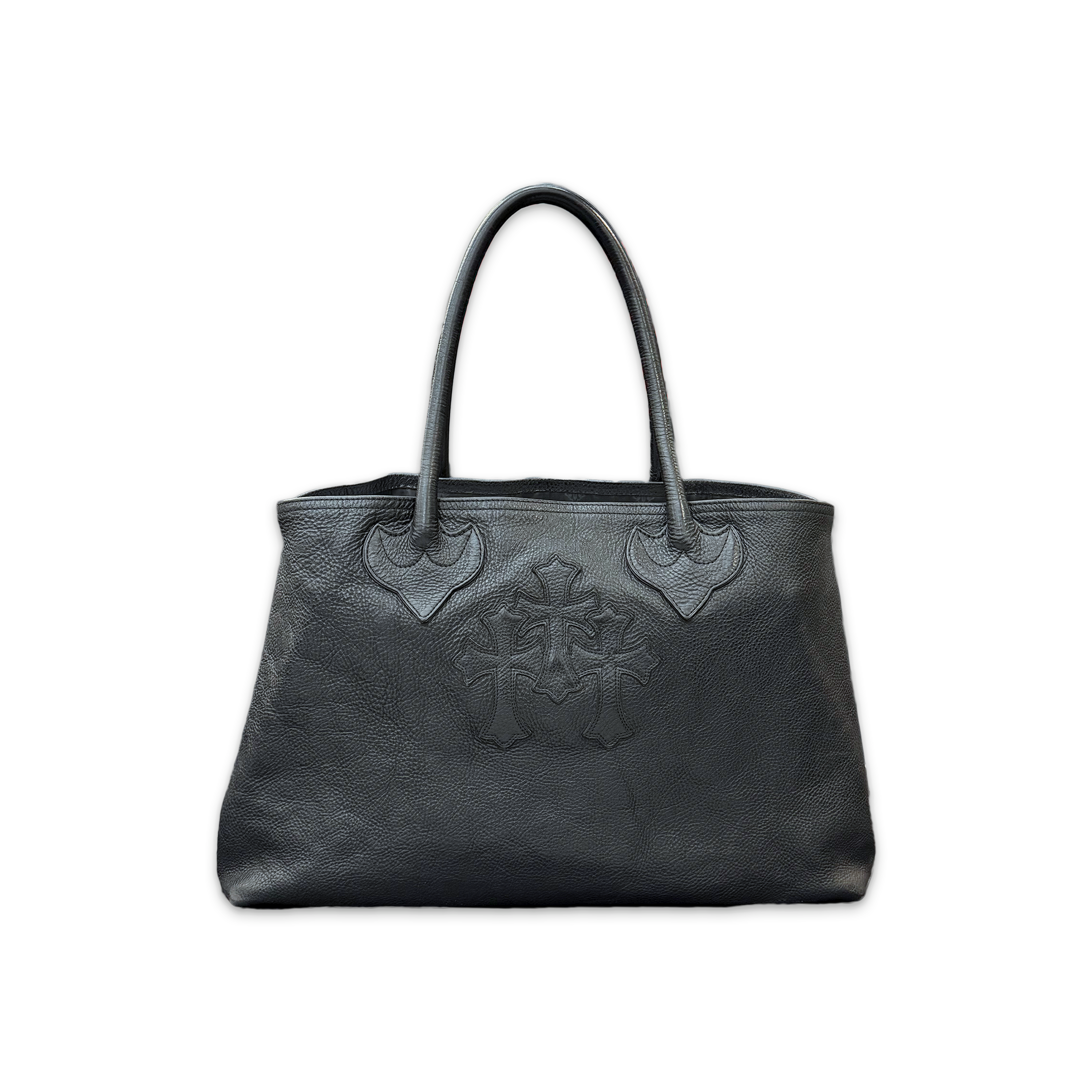 Triple Cross Leather Double Snap Tote Bag "Black"