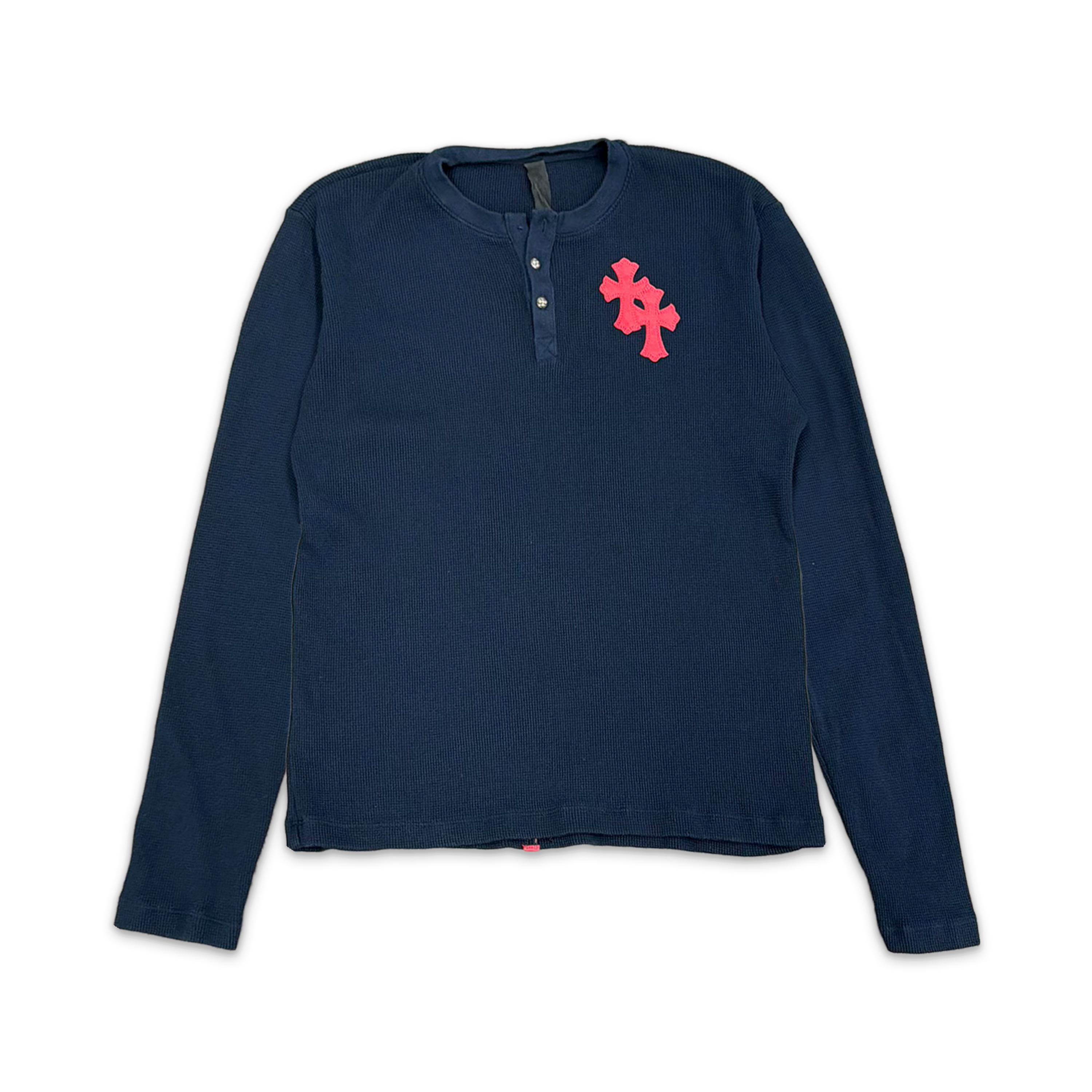 Waffle Cross Patch Thermal L/S  “Navy Red”
