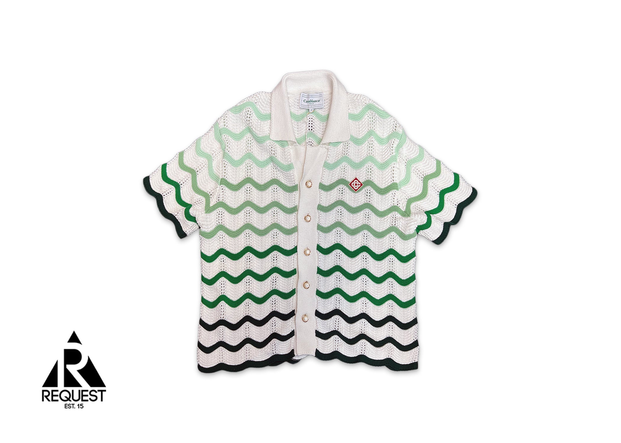 Gradient Wave Texture Shirt "Green/White"